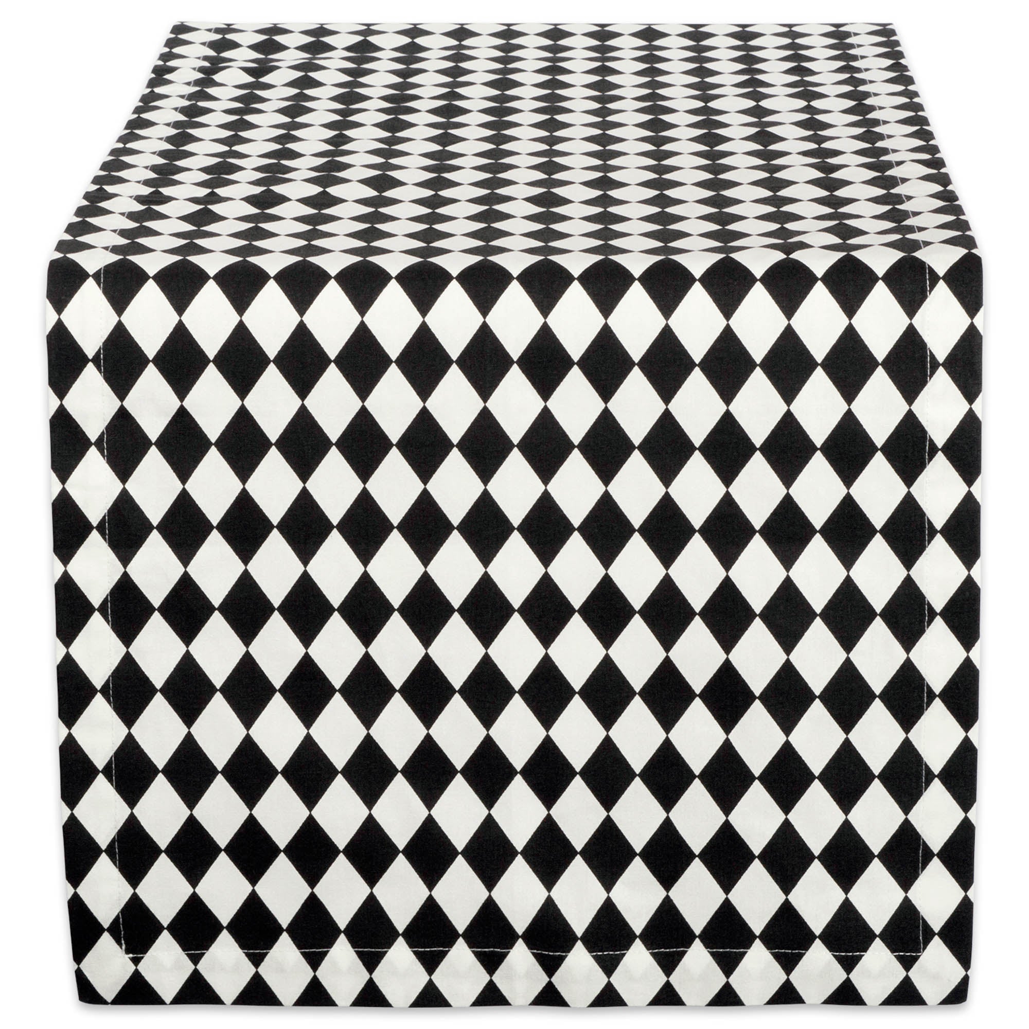 Dii Black And Cream Harlequin Print Table Runner