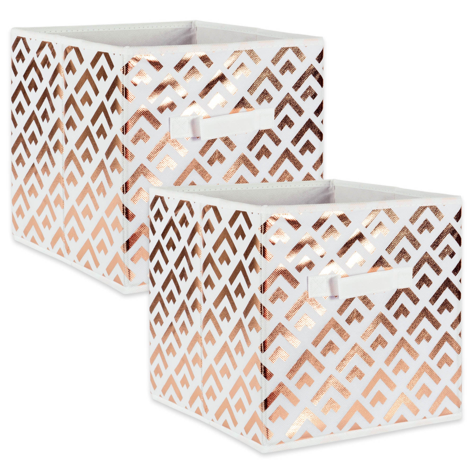 Dii Nonwoven Polyester Cube Double Diamond White/Copper Square  (Set Of 2)