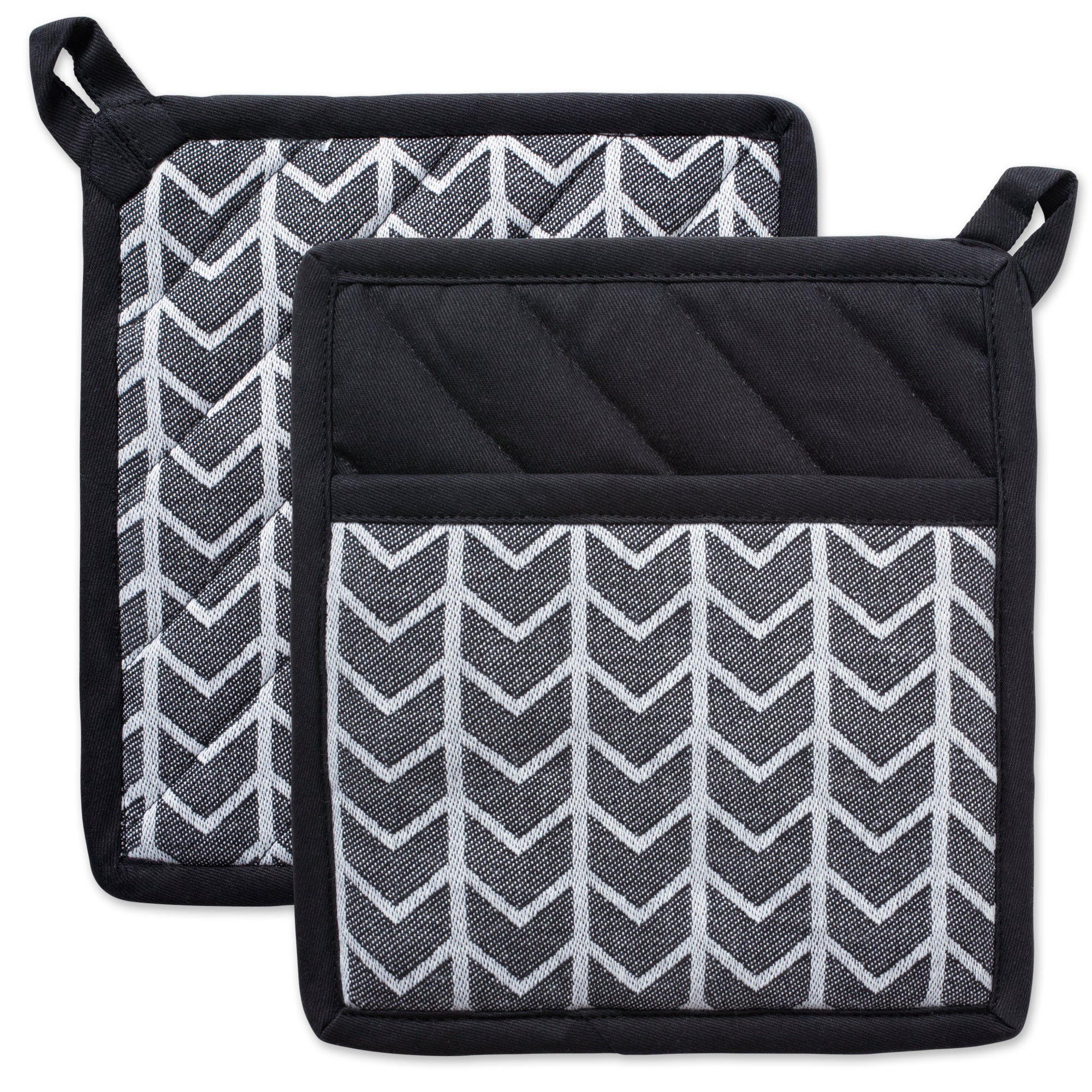 Dii Black & White Herringbone Potholder (Set Of 2)
