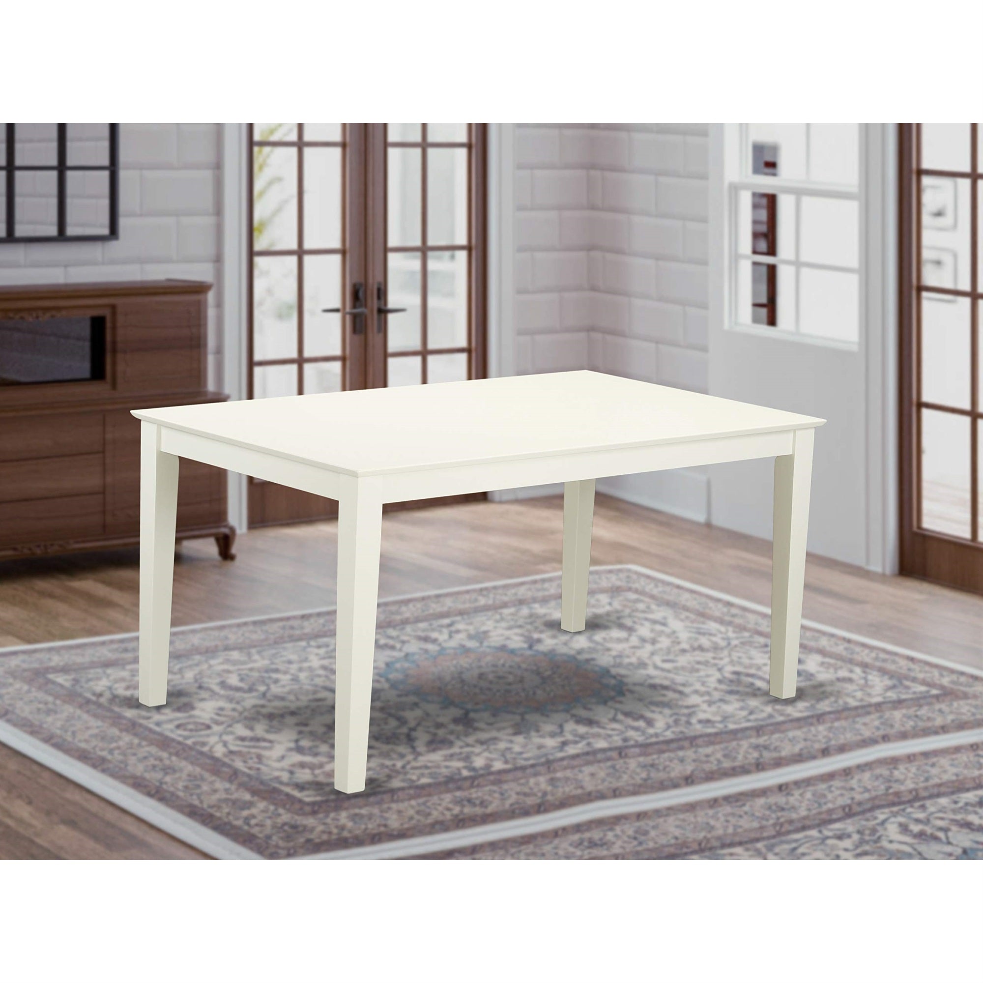 East West Furniture Cat-Lwh-S Capri Dining Table - A Rectangle Wooden Table Top With Sturdy Legs, 36X60 Inch, Linen White
