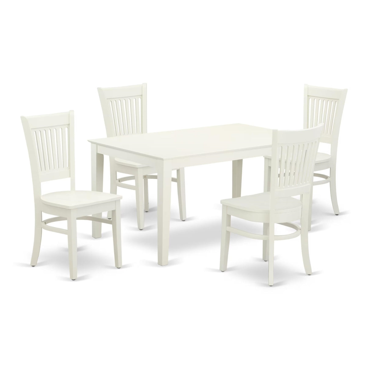 Casafoyer Capri 5 Piece Dinette Set For 4 Includes A Rectangle Room Table And 4 Dining Chairs, Cava5-Lwh-W, Linen White