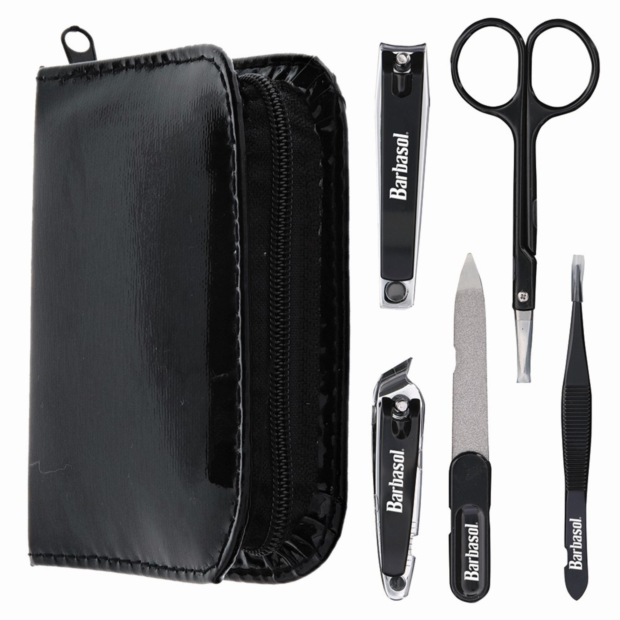 Barbasol Personal Nail Kit 6-Piece Nail Grooming Set With Travel Case - Black