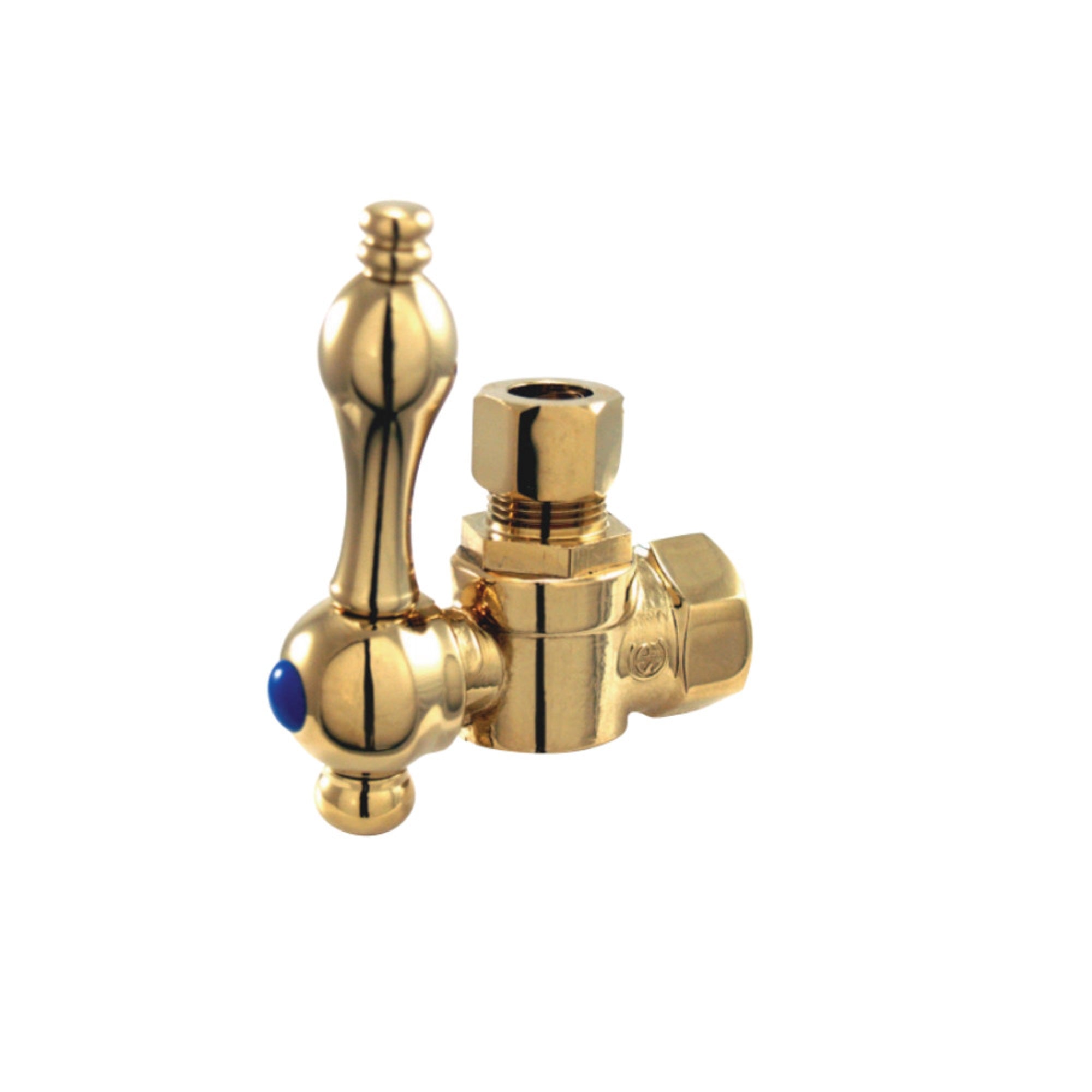 Kingston Brass Cc33102 3/8 Ips, 3/8 O.D. Compression Angle Shut-Off Valve, Polished Brass