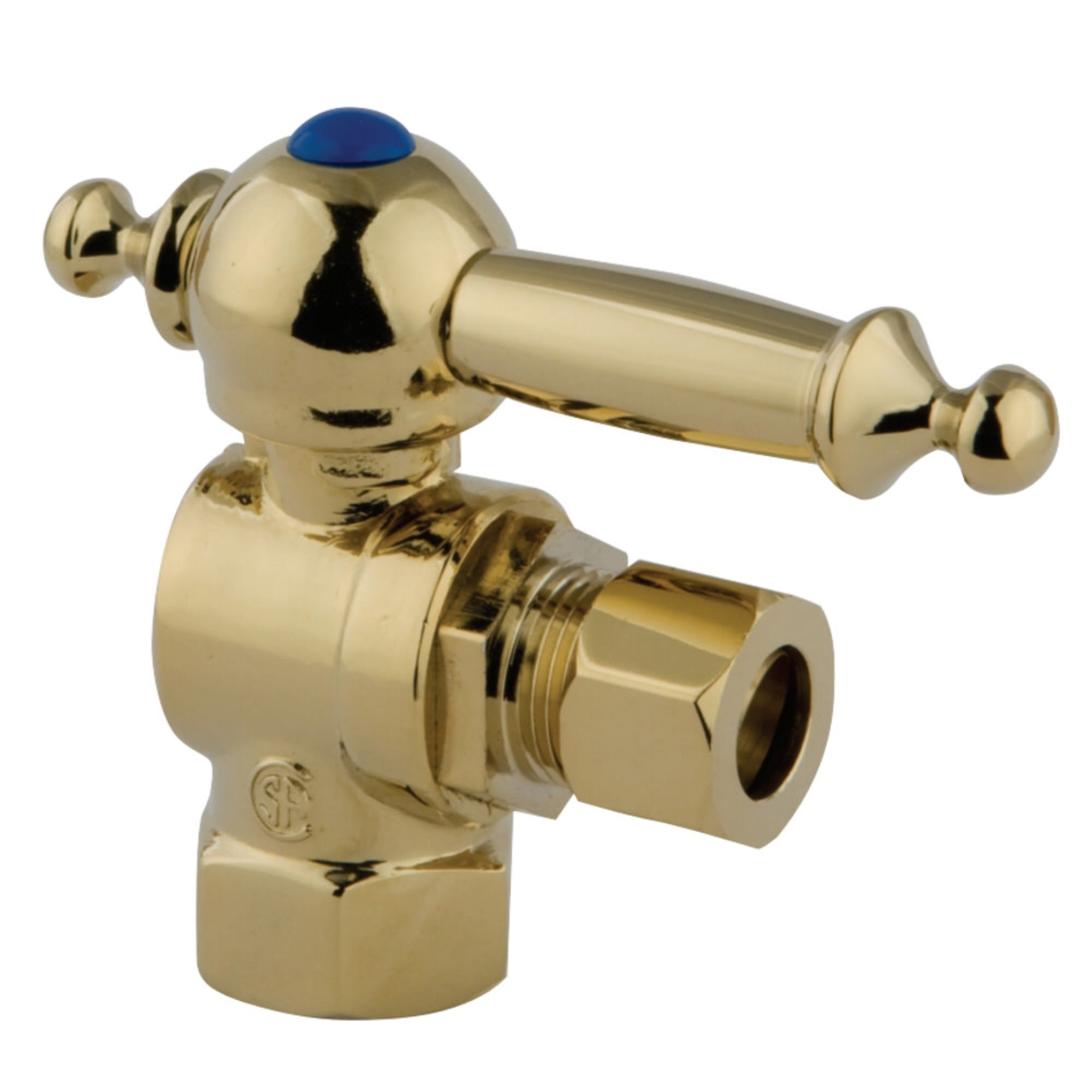 Kingston Brass Cc33102Tl 3/8 Ips, 3/8 O.D. Compression Angle Shut-Off Valve, Polished Brass