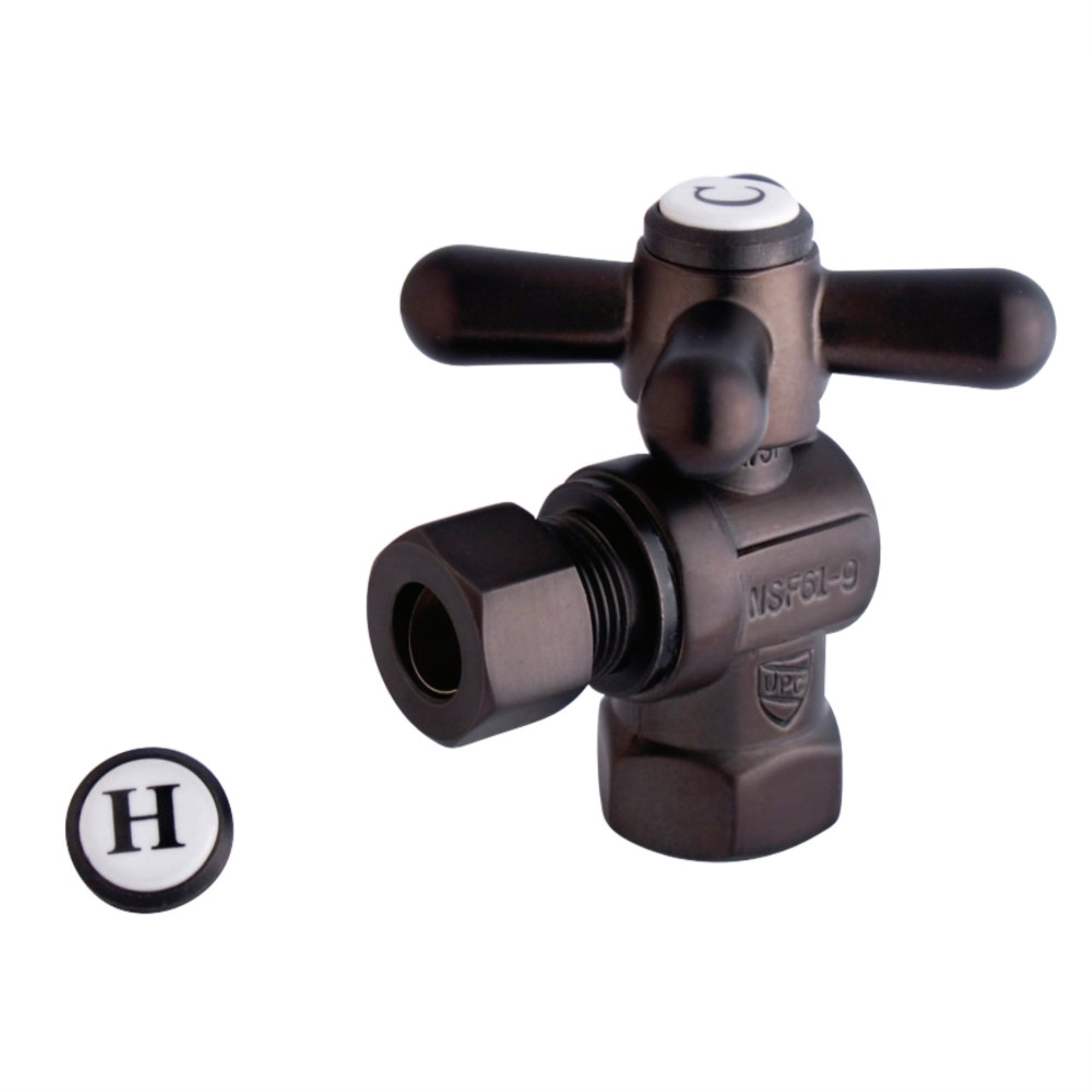 Kingston Brass Cc33105X 3/8 Ips, 3/8 O.D. Compression Angle Shut-Off Valve, Oil Rubbed Bronze
