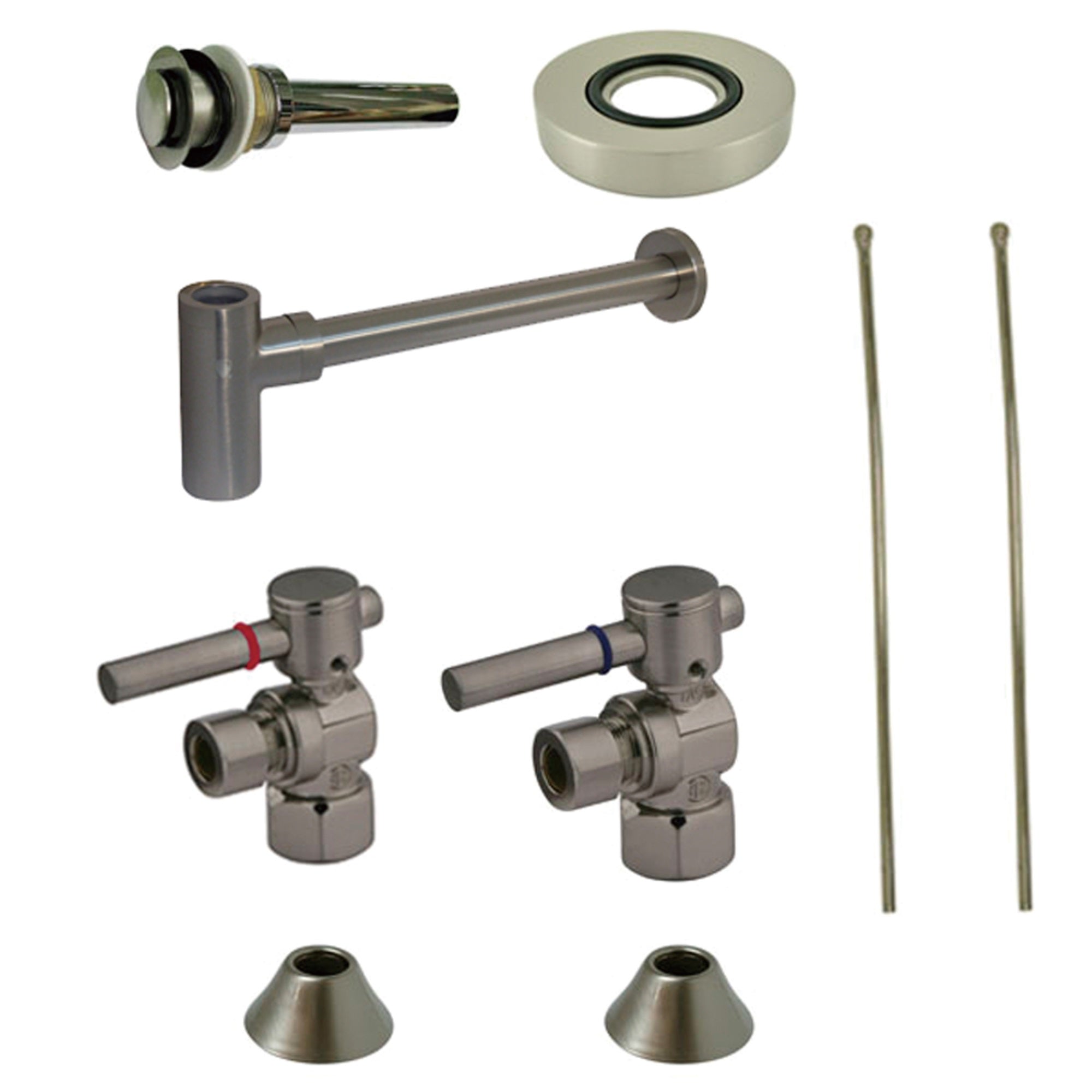 Kingston Brass Cc43108Dlvkb30 Modern Plumbing Sink Trim Kit With Bottle Trap And Drain, Brushed Nickel