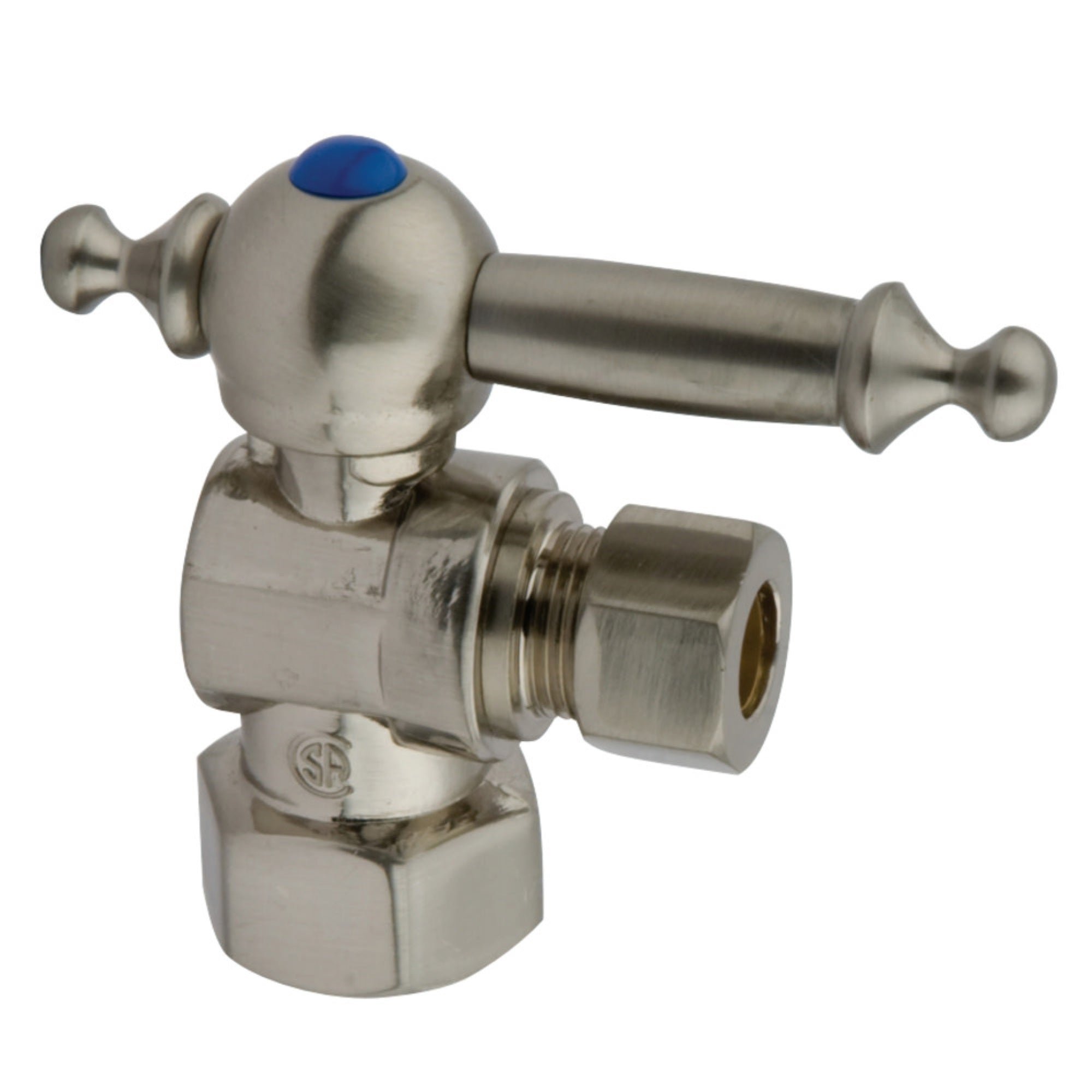 Kingston Brass Cc43108Tl 1/2 Ips, 3/8 O.D. Compression Angle Shut-Off Valve, Brushed Nickel