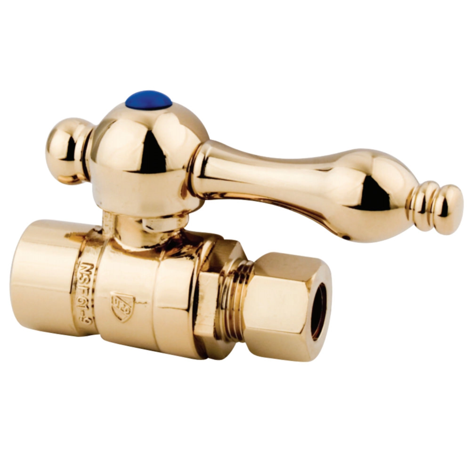 Kingston Brass Cc43252 1/2 Sweat, 3/8 O.D. Compression Straight Shut-Off Valve, Polished Brass