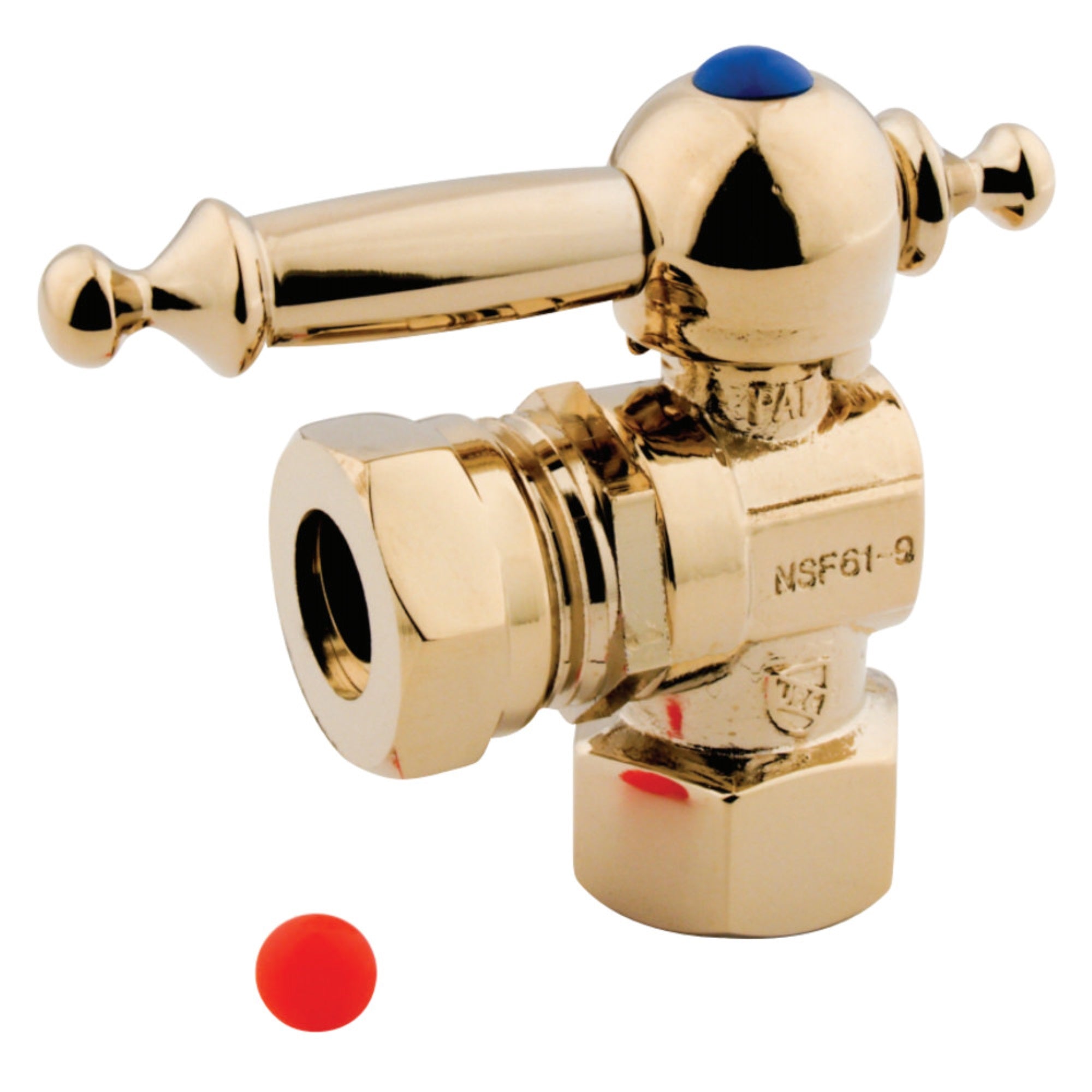Kingston Brass Cc44102Tl 1/2 Ips, 1/2 Or 7/16 Slip Joint Angle Shut-Off Valve, Polished Brass