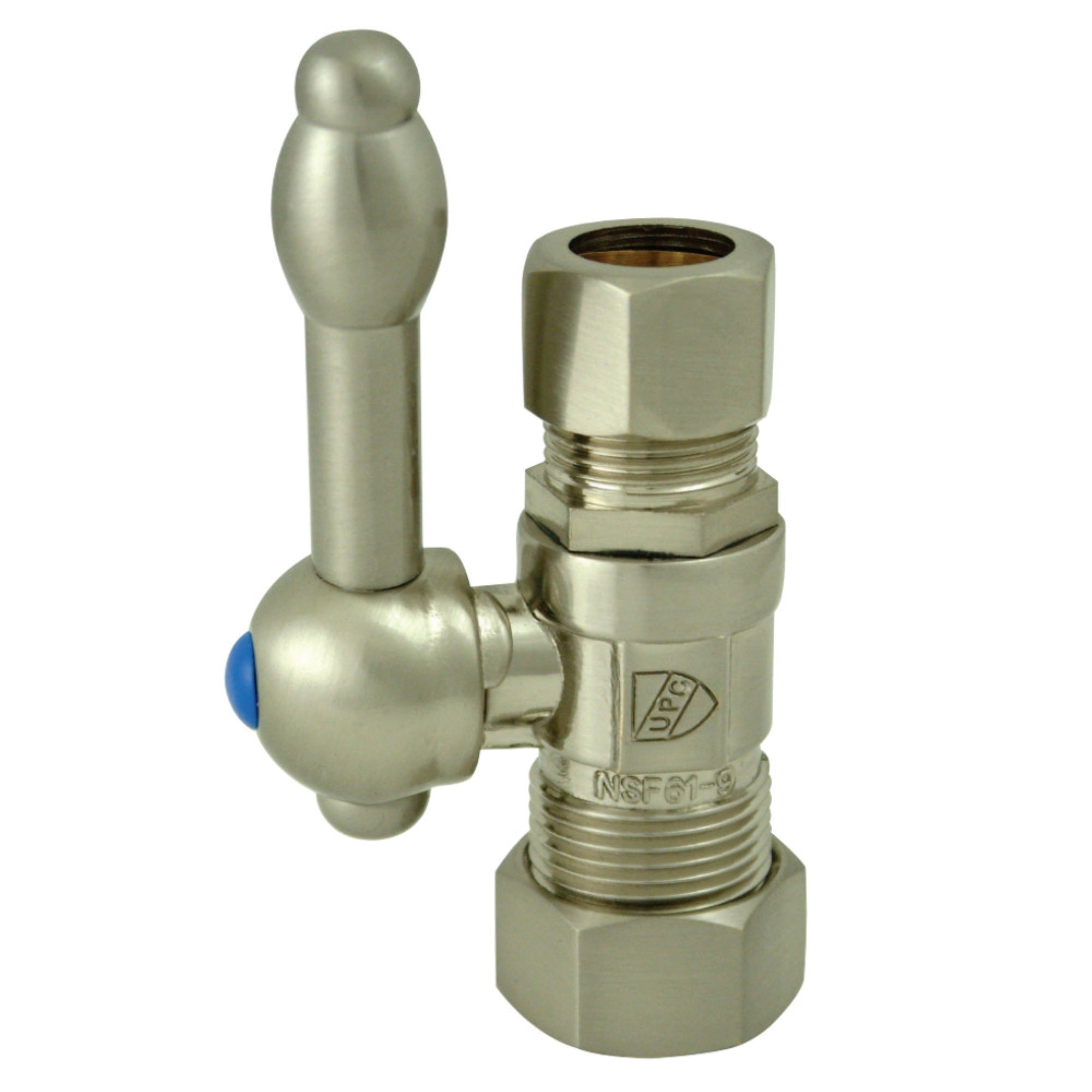 Kingston Brass Cc44458Kl 5/8 O.D. Compression, 1/2 O.D. Compression Straight Shut-Off Valve, Brushed Nickel