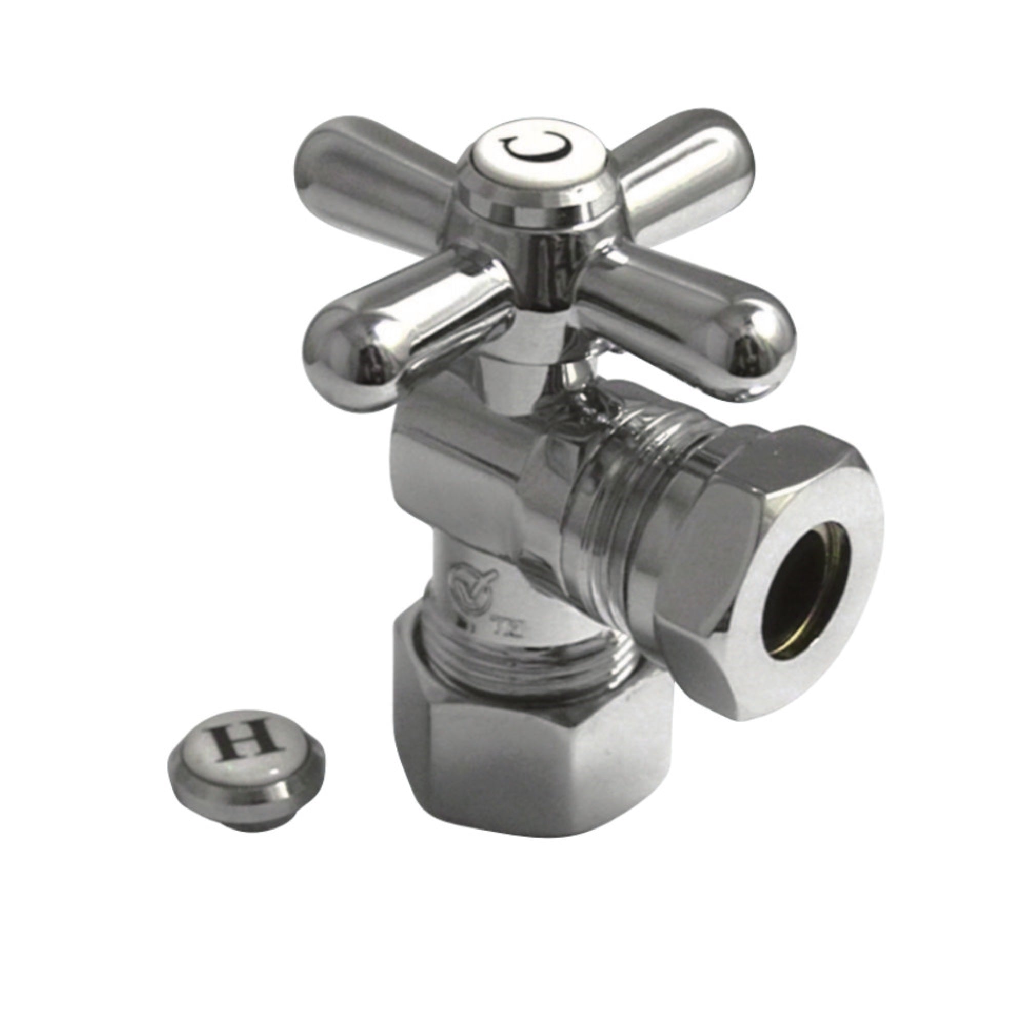 Kingston Brass Cc54301X 5/8 O.D. Compression, 1/2 Or 7/16 O.D. Compression Angle Shut-Off Valve, Polished Chrome