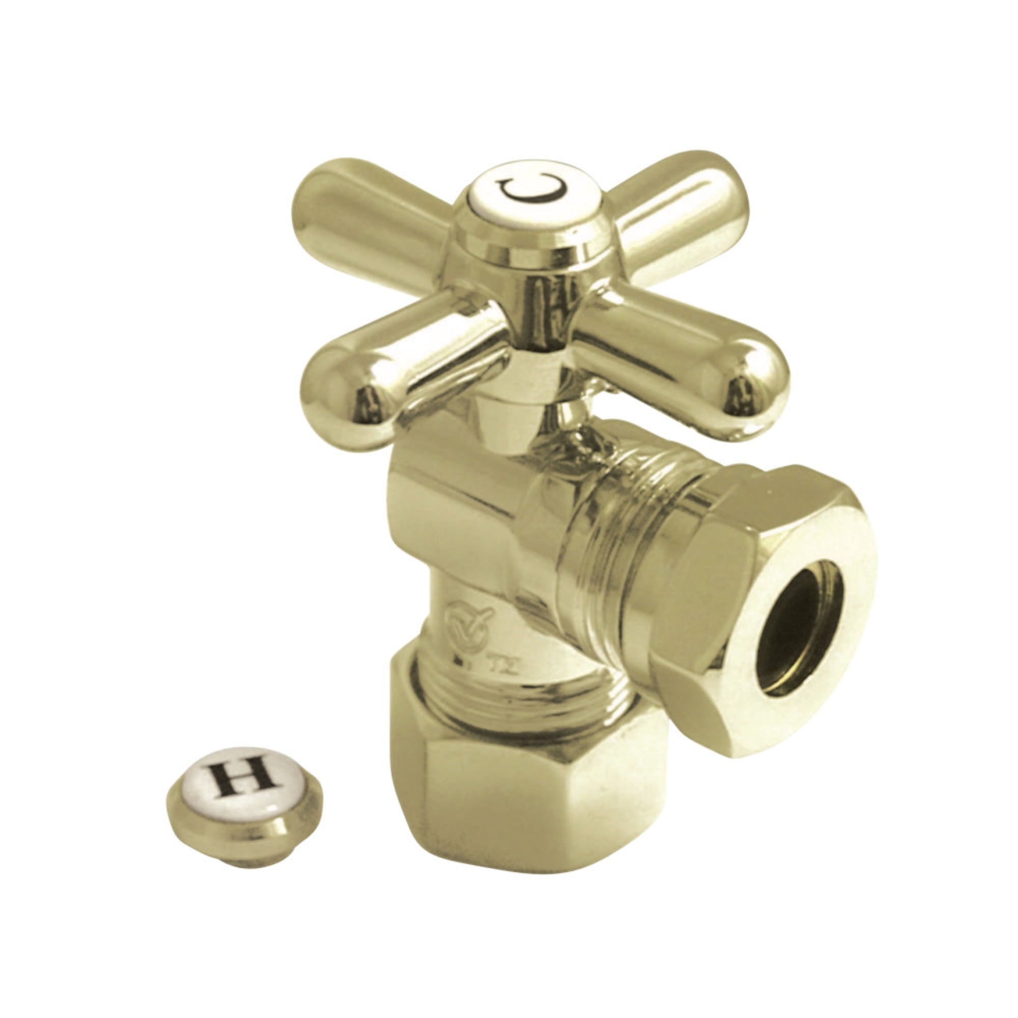 Kingston Brass Cc54302X 5/8 O.D. Compression, 1/2 Or 7/16 O.D. Compression Angle Shut-Off Valve, Polished Brass