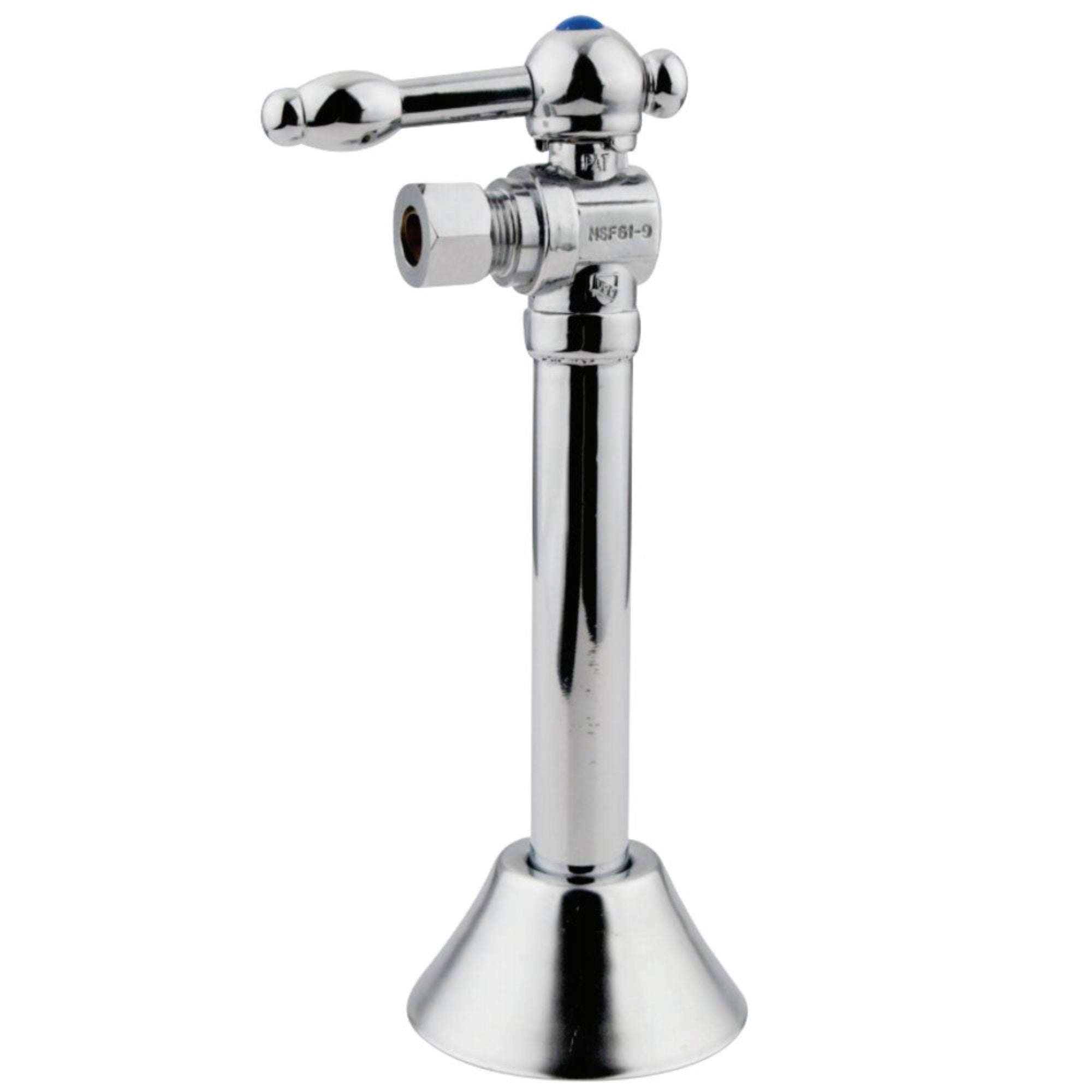 Kingston Brass Cc83201Kl 1/2 Sweat, 3/8 O.D. Compression Angle Shut-Off Valve With 5 Extension, Polished Chrome