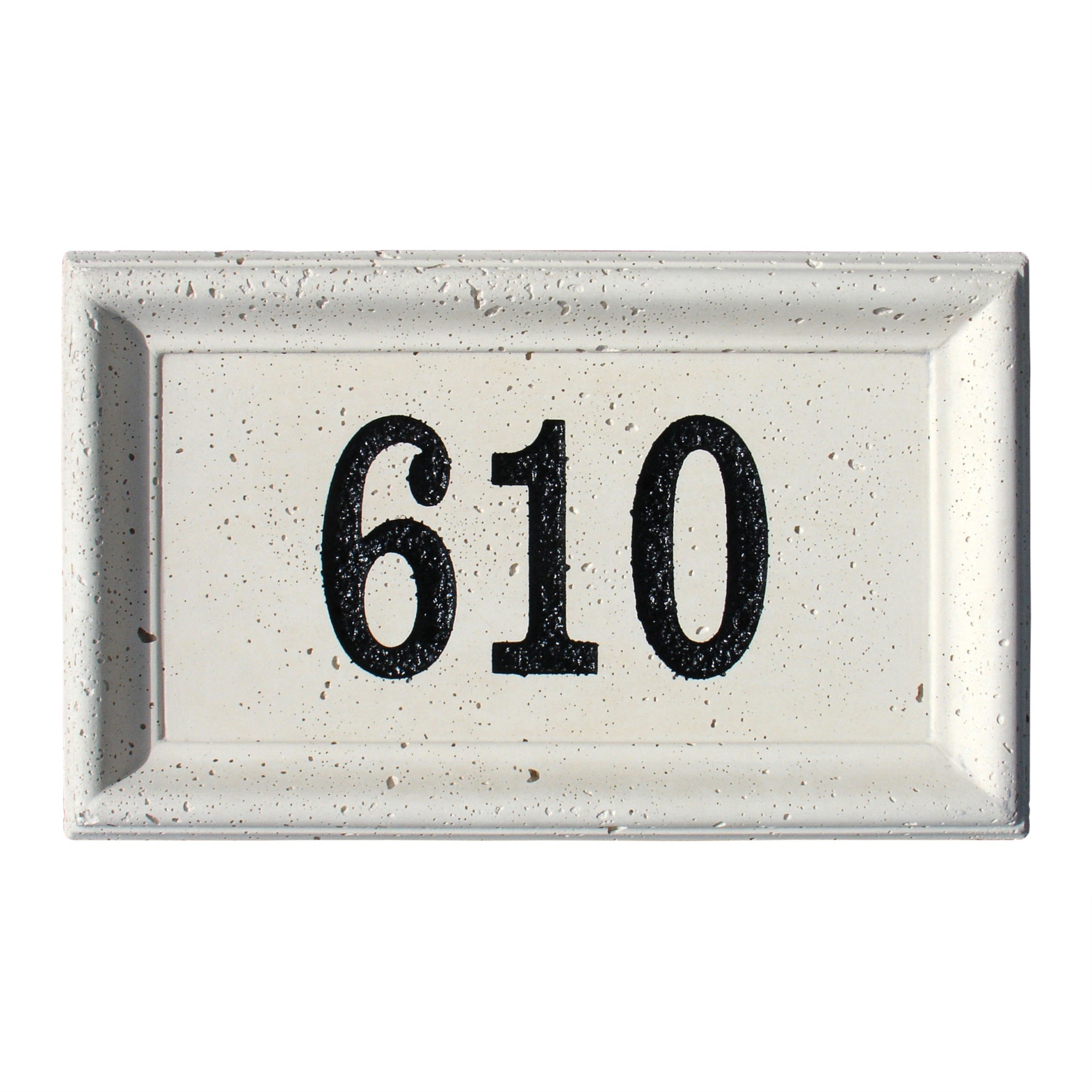 Engraved Rectangle Cast Concrete Address Block in Cream Color