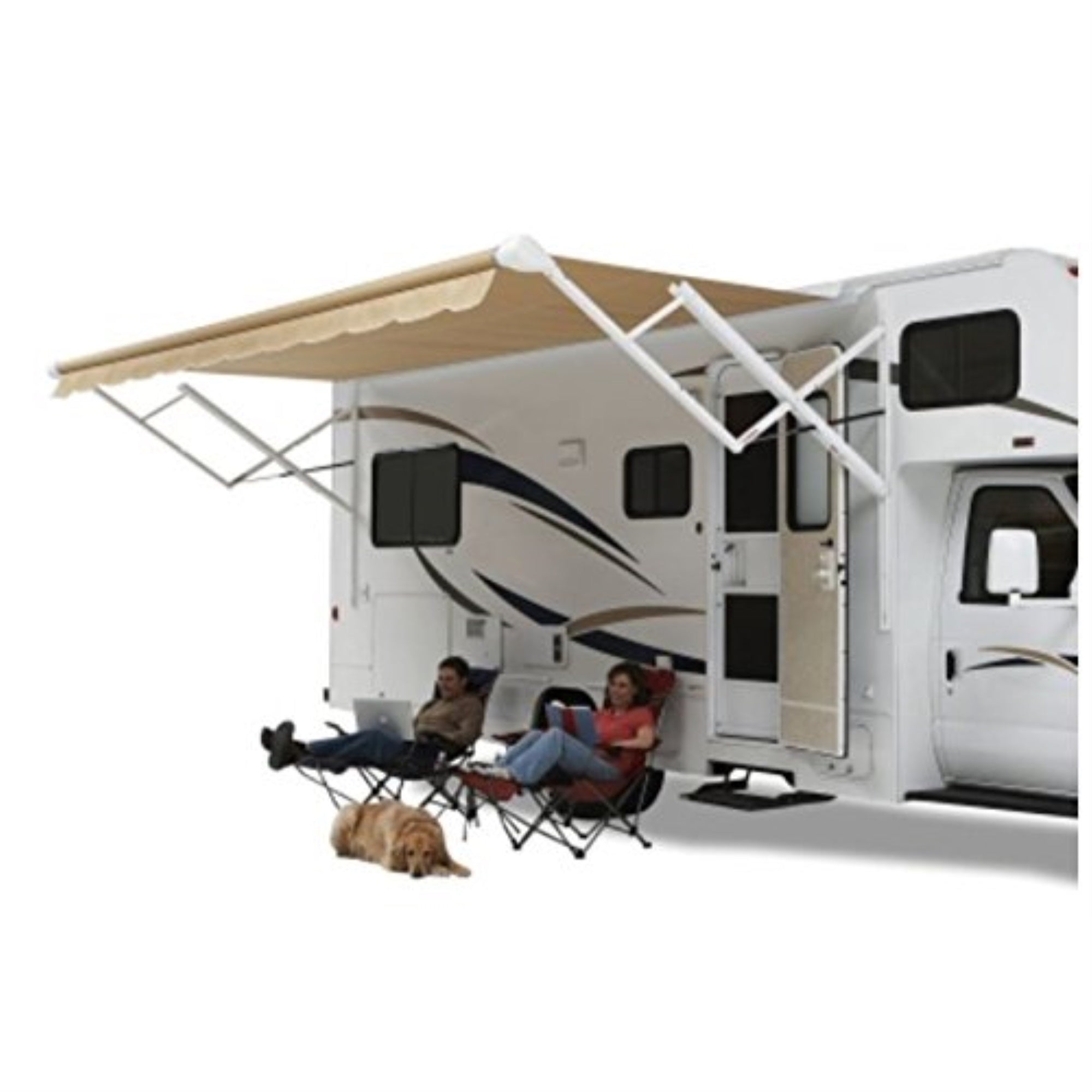 Carefree Qj186B00 Camel Fade 18' Vinyl Roller Assembly (White Weatherguard, Fabric)