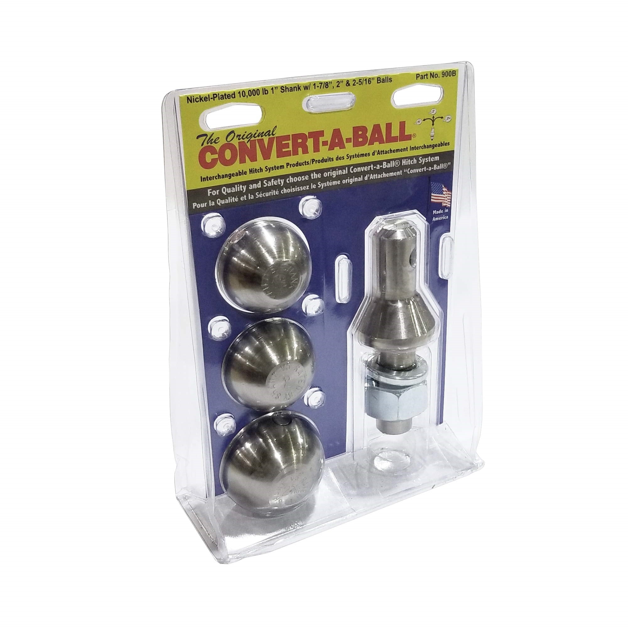 Convert-A-Ball 900B Nickel-Plated Shank With 3 Balls - 1'