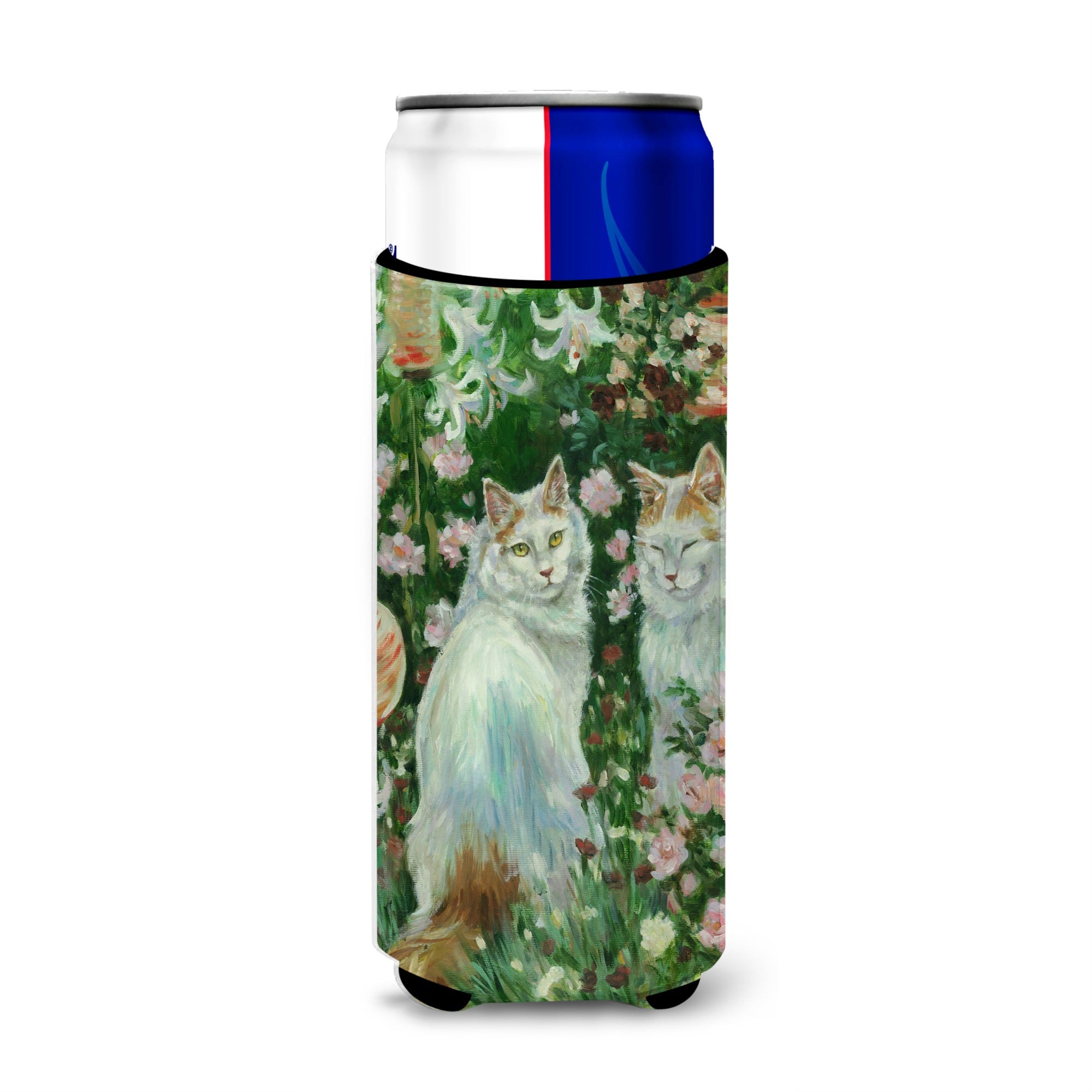 Caroline'S Treasures Cats In Garden By Debbie Cook Michelob Ultra Koozies For Slim Cans, Multicolor