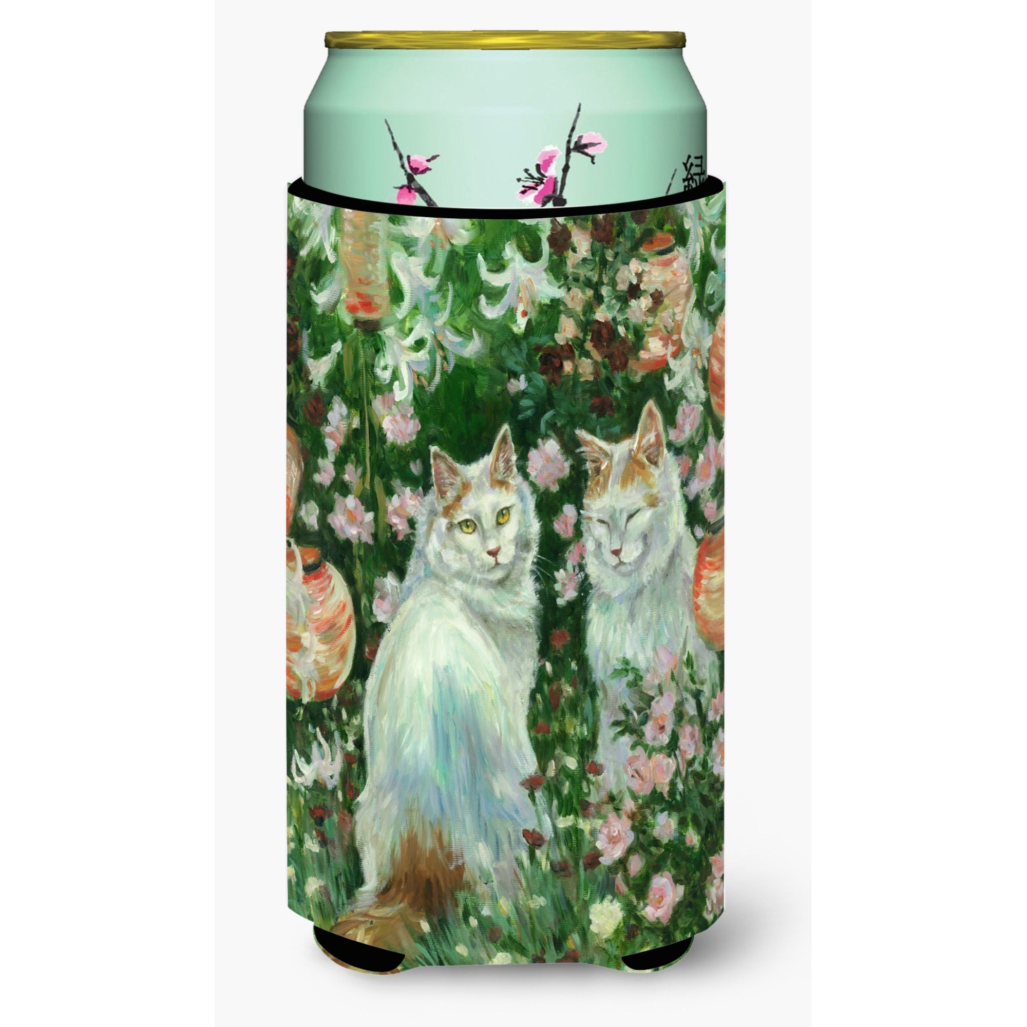 Caroline'S Treasures Cats In Garden By Debbie Cook Tall Boy Koozie Hugger, Multicolor