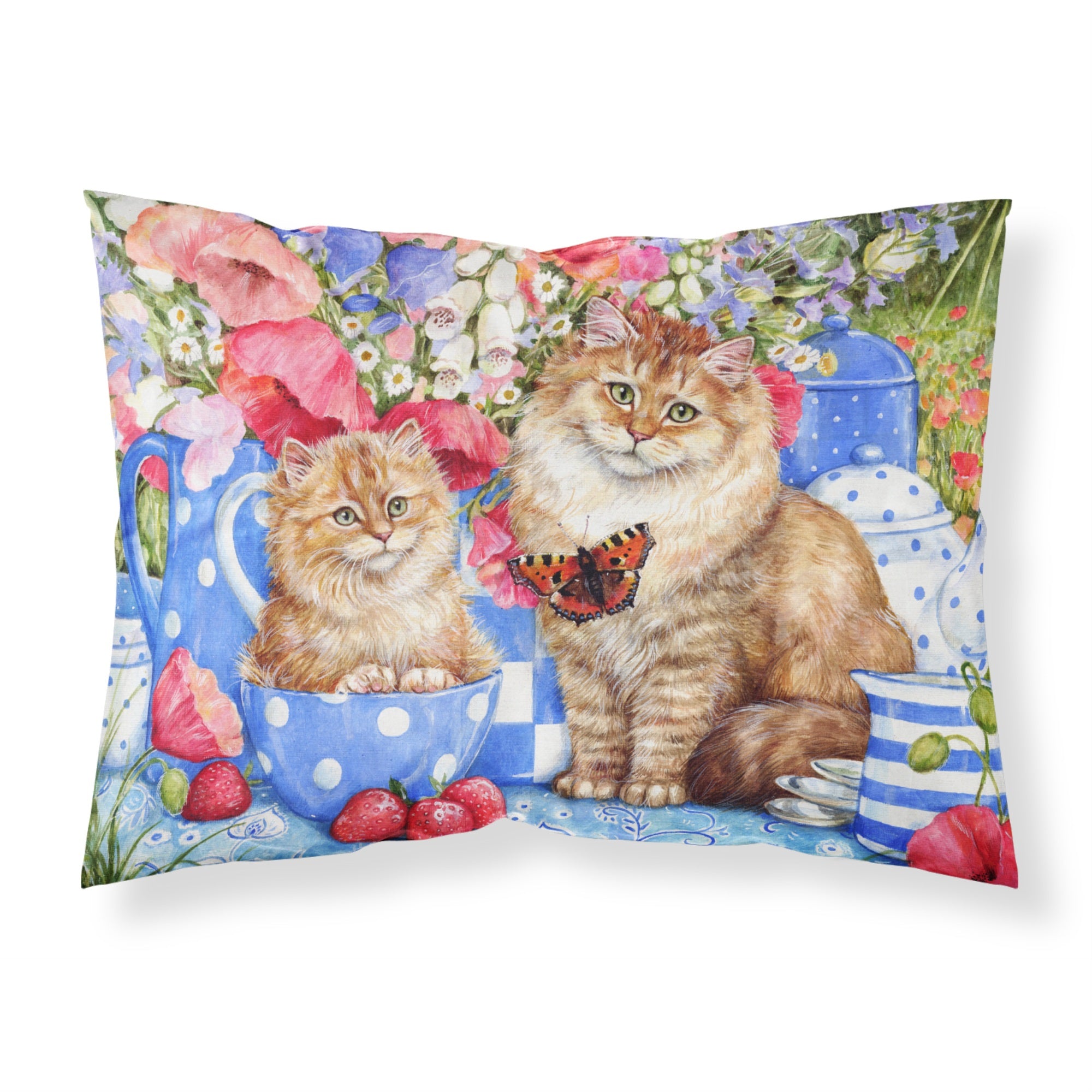 Caroline'S Treasures Blue Cats Fabric Standard Pillowcase Cdco0200Pillowcase, Multicolor