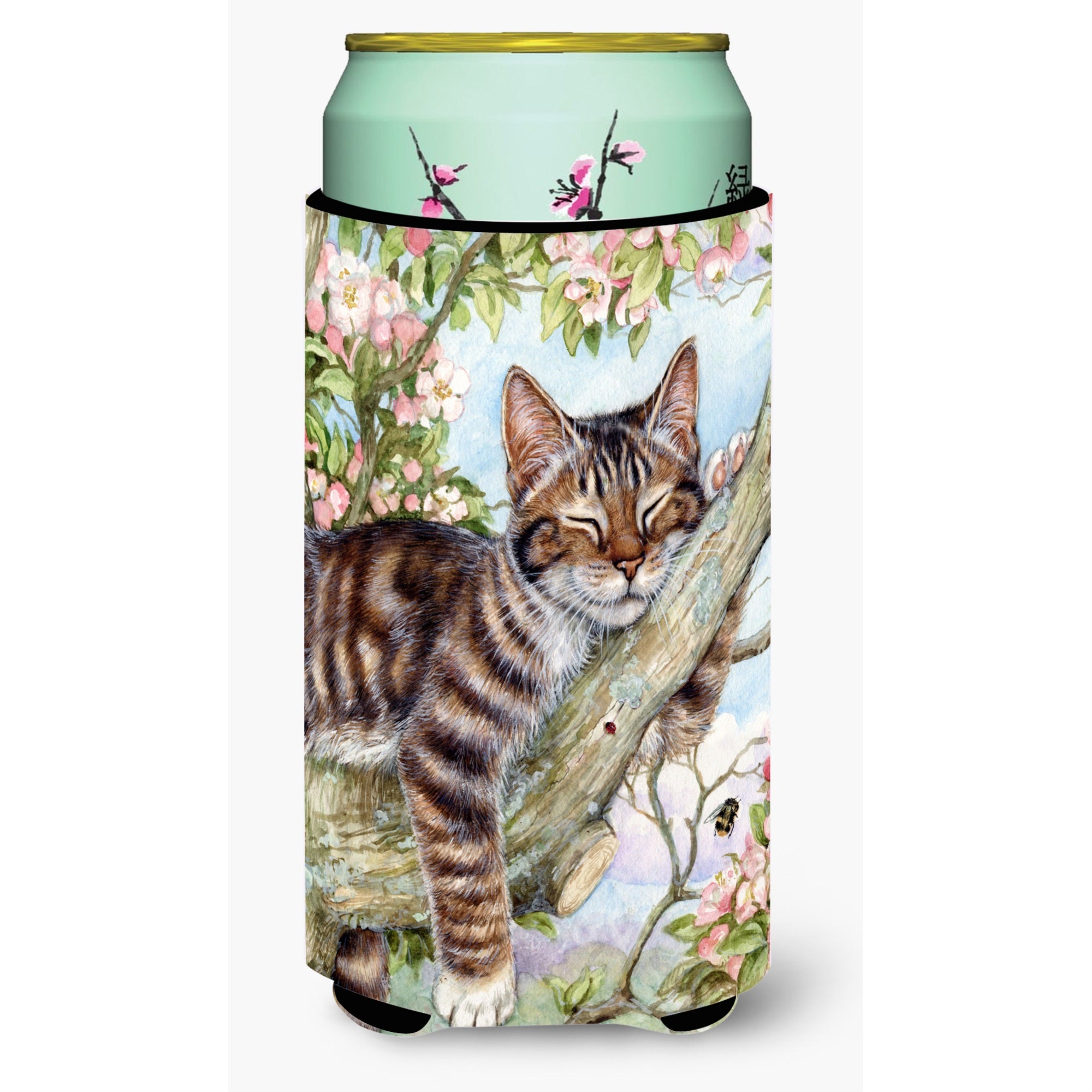 Caroline'S Treasures Sleepy Cat By Debbie Cook Tall Boy Beverage Insulator Hugger, Multicolor
