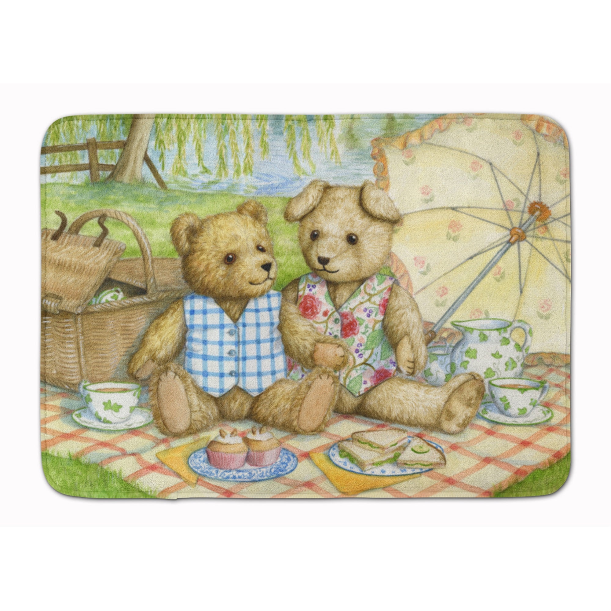 Caroline'S Treasures Summertime Teddy Bears Picnic Floor Mat, 19 X 27, Multicolor