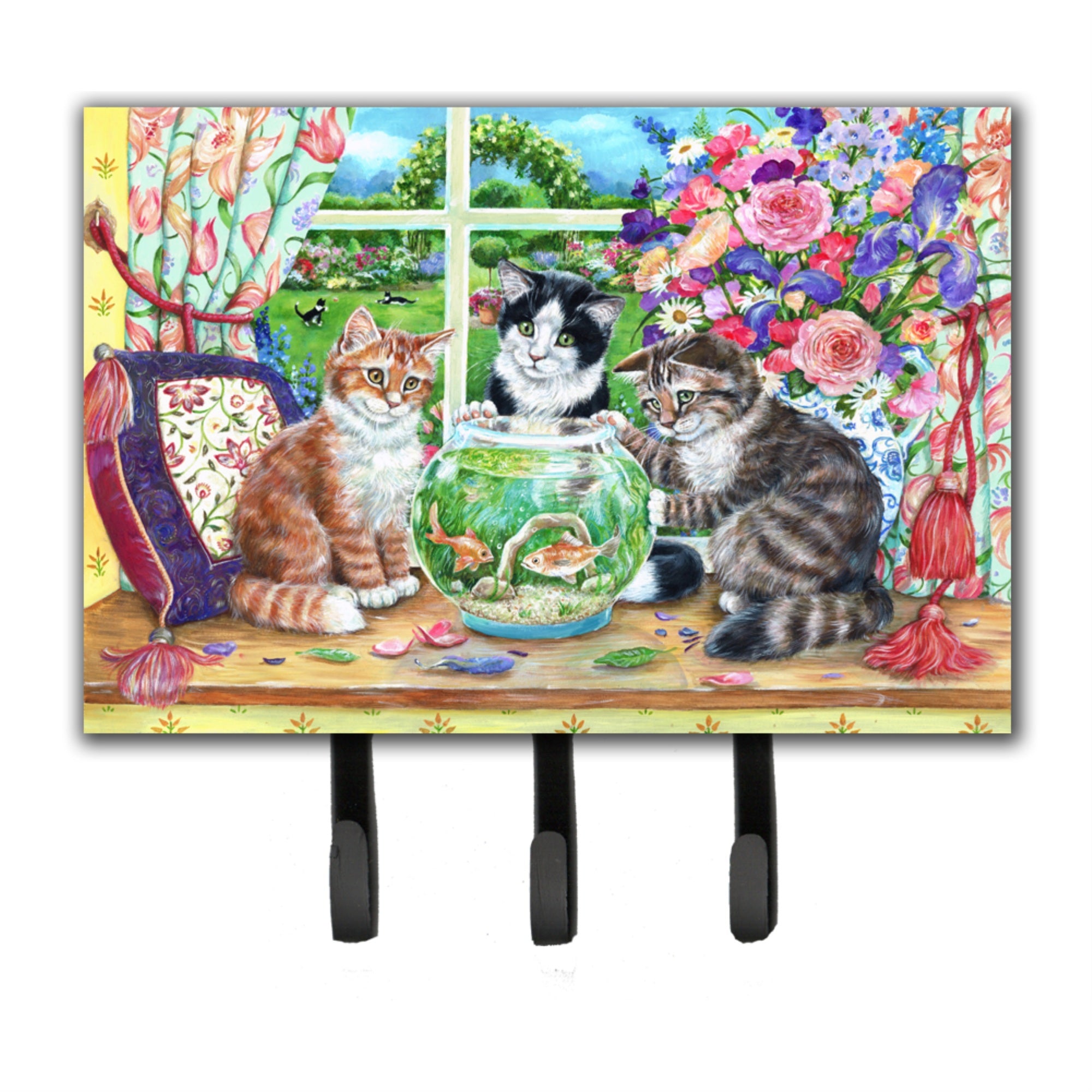Caroline'S Treasures Cdco0325Th68 Cats Just Looking In The Fish Bowl Leash Or Key Holder, Large, Multicolor