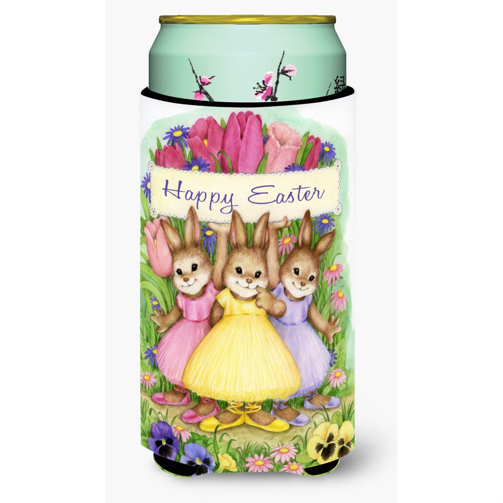 Caroline'S Treasures Cdco0331Tbc Three Bunnies Happy Easter Tall Boy Beverage Insulator Hugger, Multicolor
