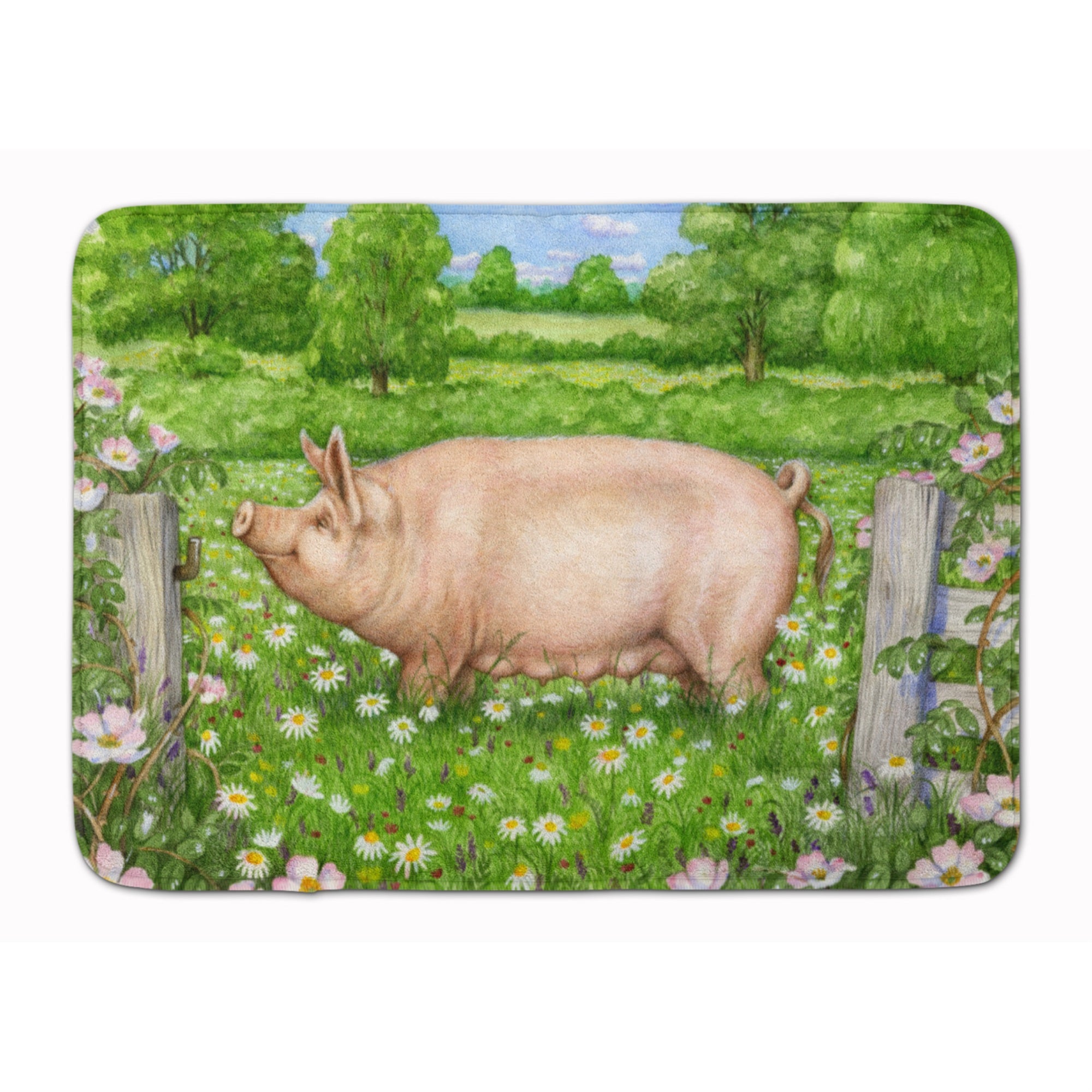 Caroline'S Treasures Pig In Dasies By Debbie Cook Floor Mat, 19 X 27, Multicolor