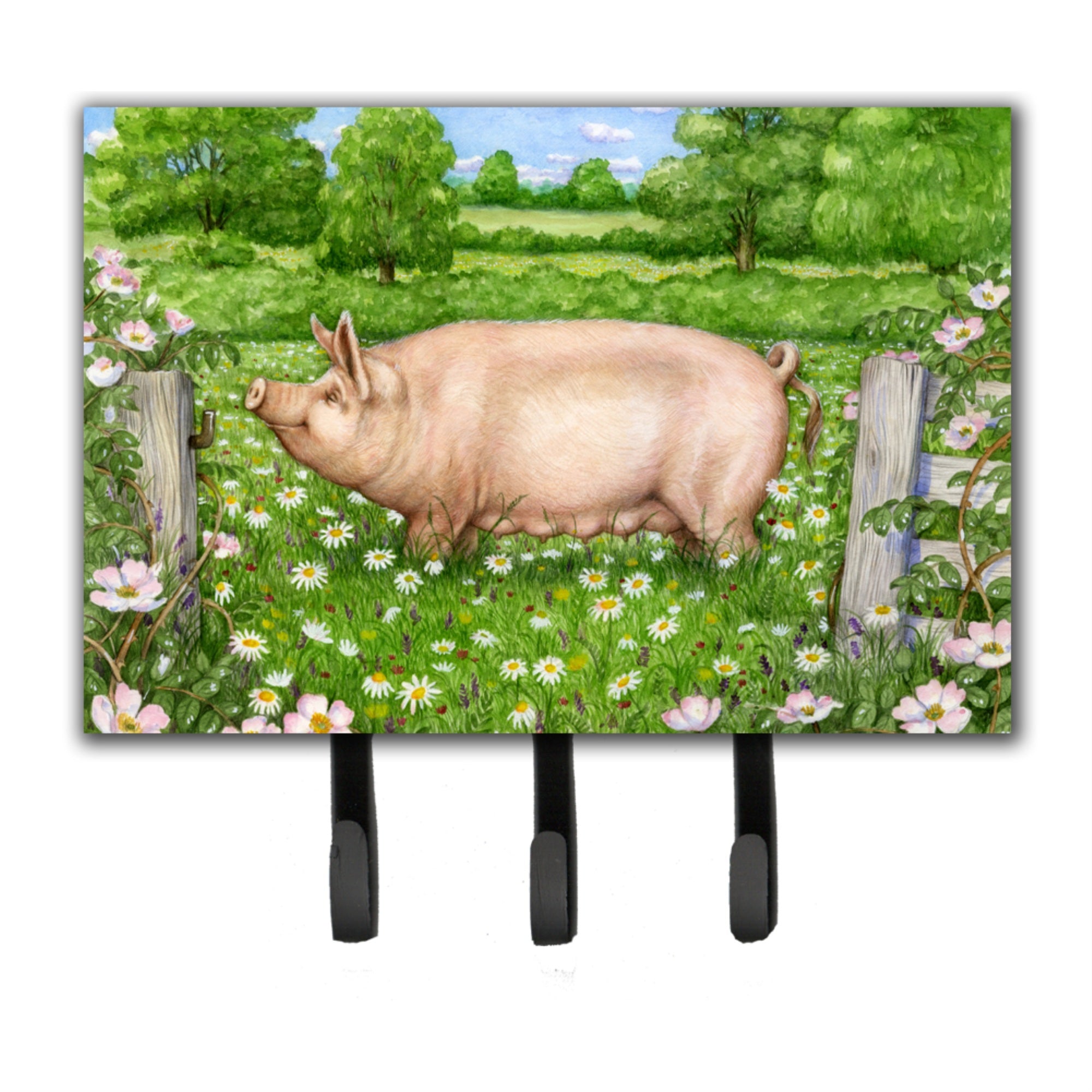Caroline'S Treasures Pig In Dasies By Debbie Cook Leash Or Key Holder Cdco0374Th68, Triple, Multicolor