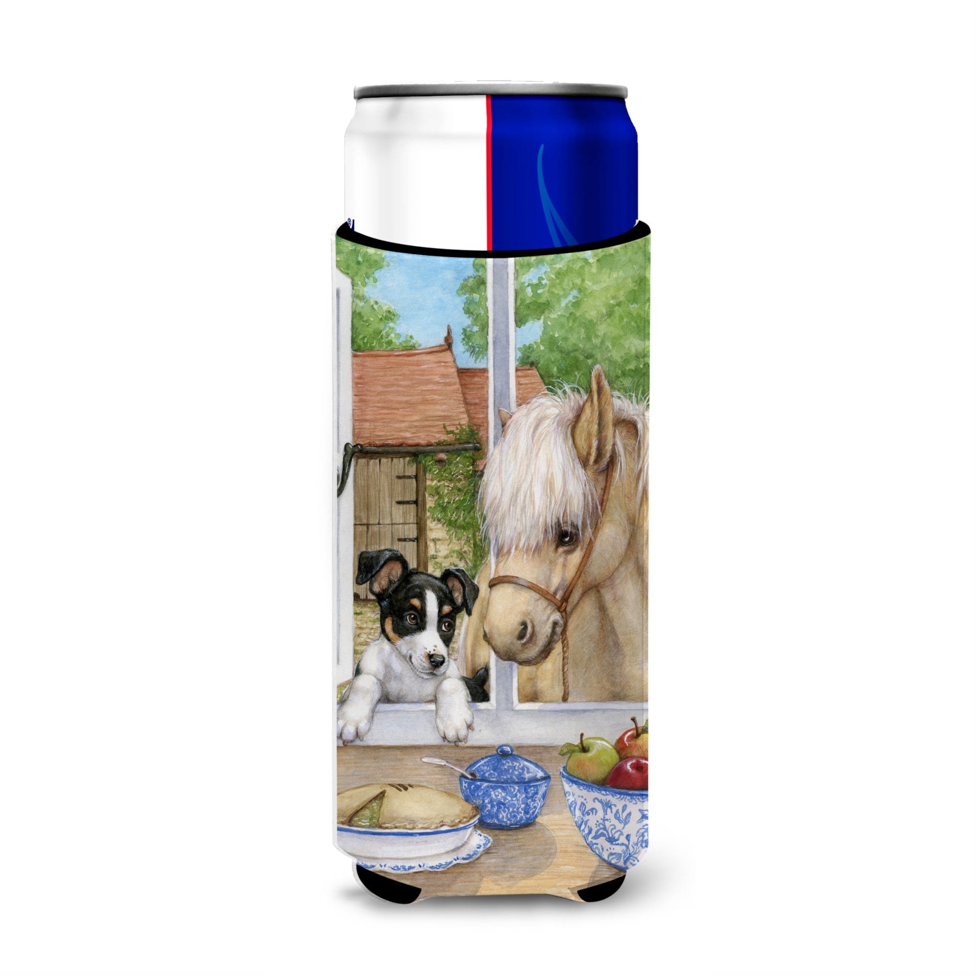 Caroline'S Treasures Jack Russel Puppy And Foal Horse Michelob Ultra Koozies For Slim Cans, Multicolor
