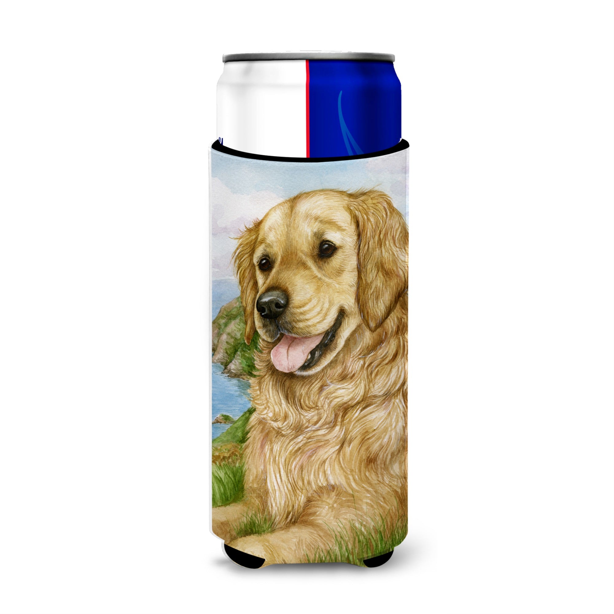 Caroline'S Treasures Golden Retriever By Debbie Cook Michelob Ultra Koozies For Slim Cans, Multicolor
