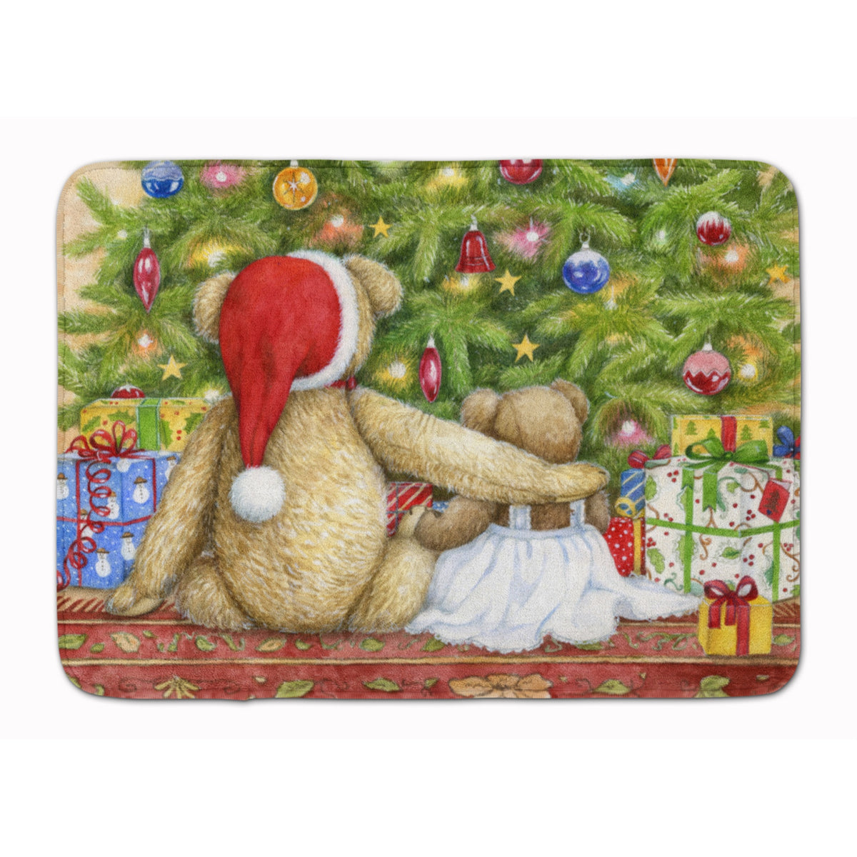 Caroline'S Treasures Christmas Teddy Bears With Tree Floor Mat, 19 X 27, Multicolor