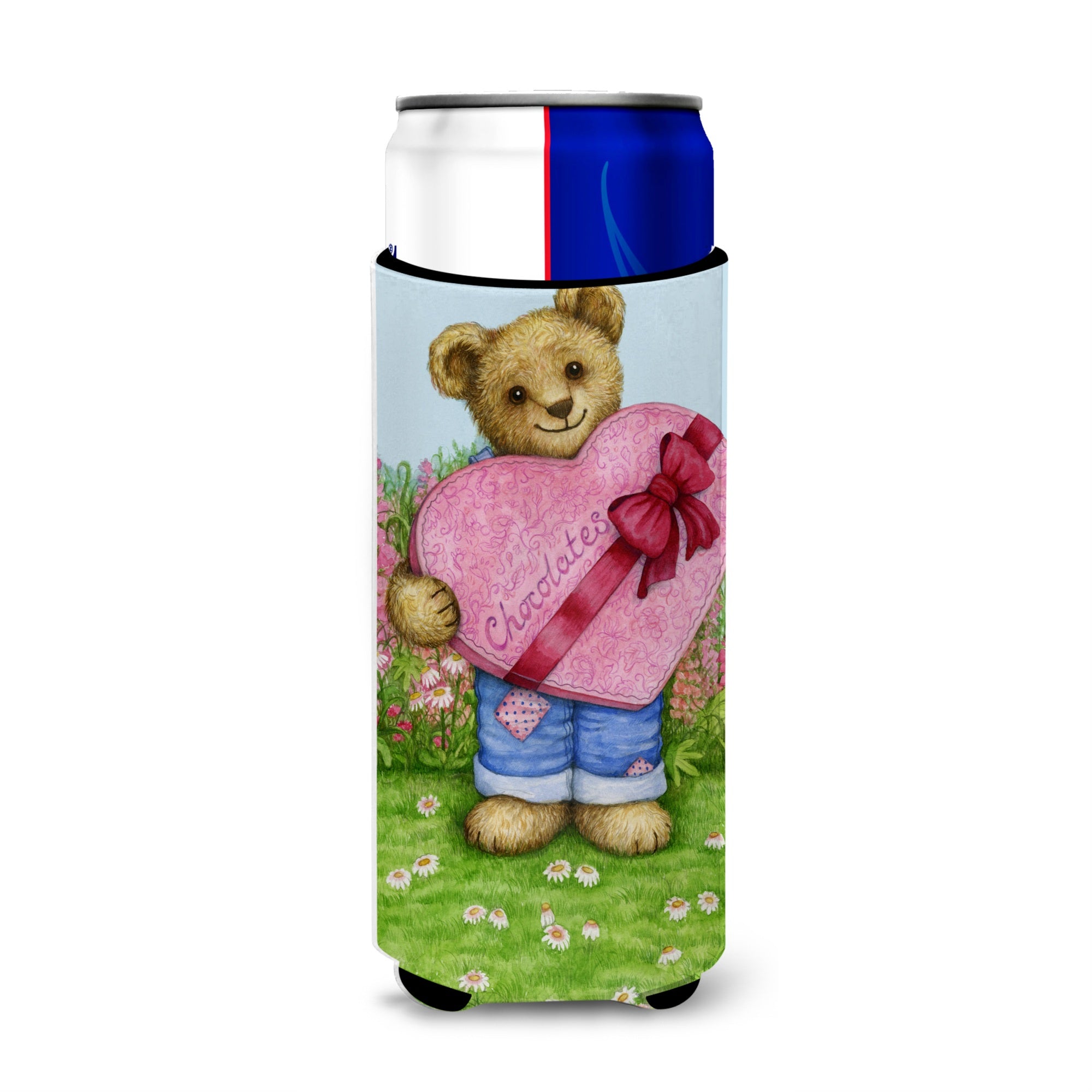 Caroline'S Treasures Cdco318Amuk Valentine Teddy Bear With Chocolates Ultra Beverage Insulators For Slim Cans, Multico