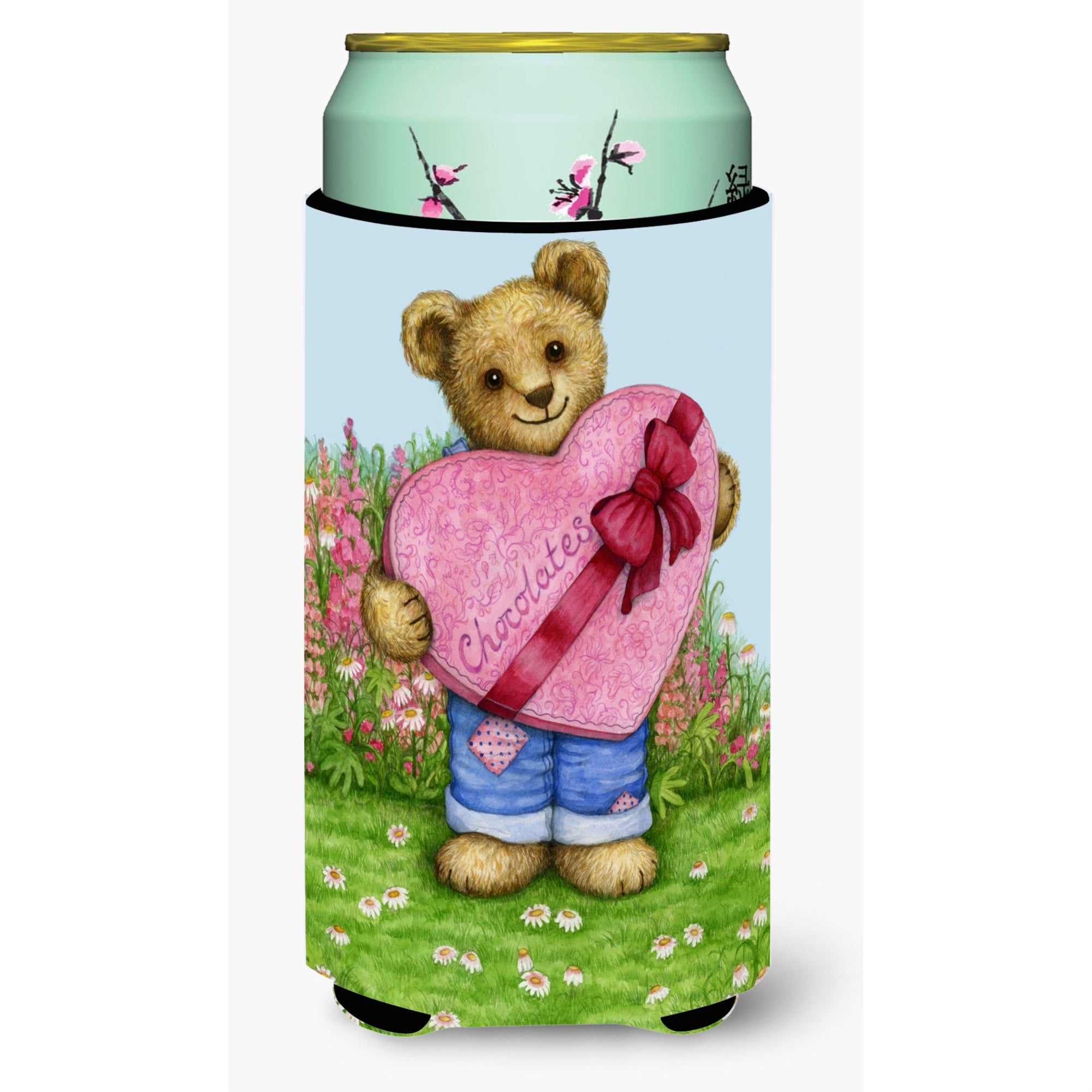Caroline'S Treasures Cdco318Atbc Valentine Teddy Bear With Chocolates Tall Boy Beverage Insulator Hugger, Multicolor