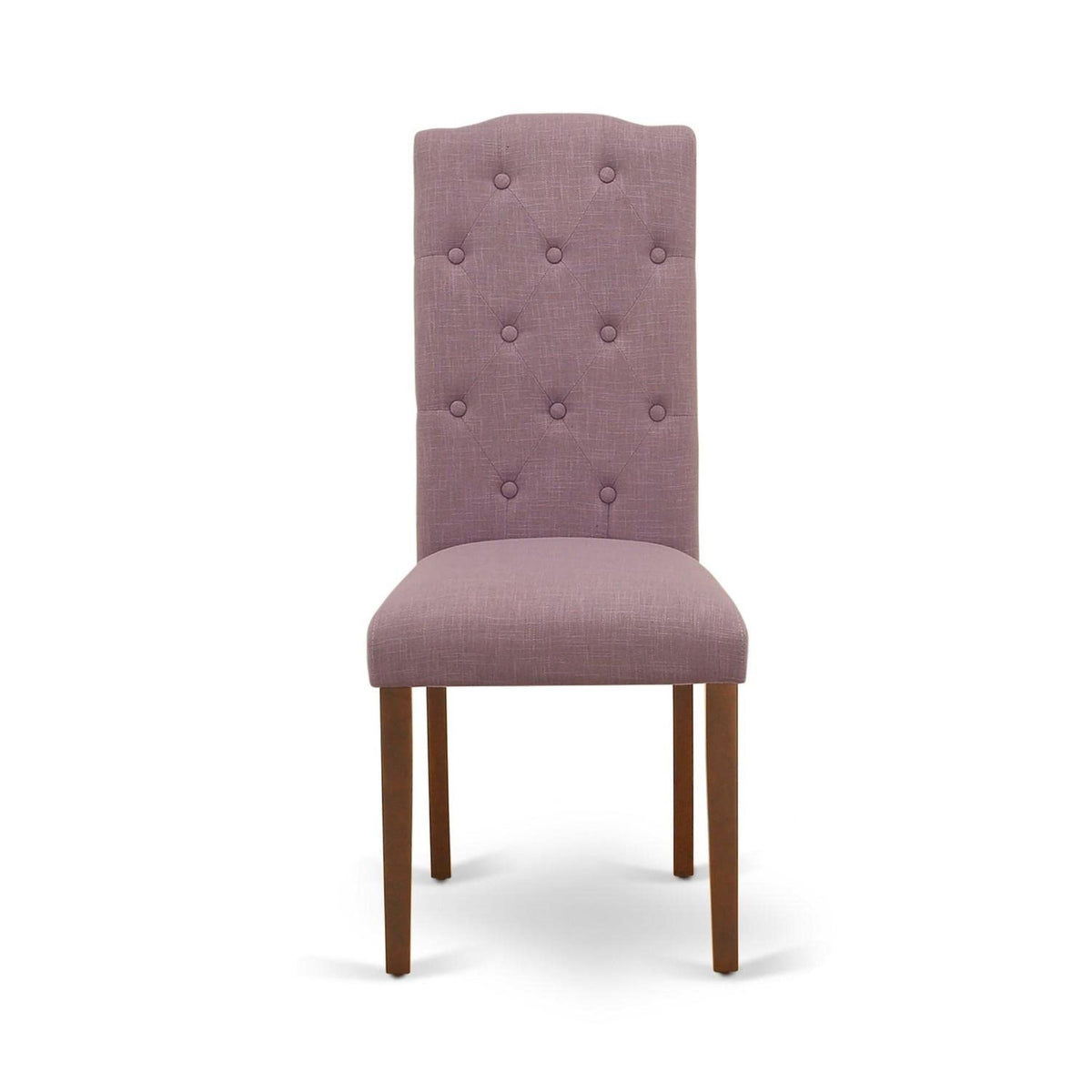 Casafoyer Cep3T10 Celina Parson Kitchen Chairs - Button Tufted Dahlia Linen Fabric Upholstered Dining Chairs, Set Of 2, Mahogany