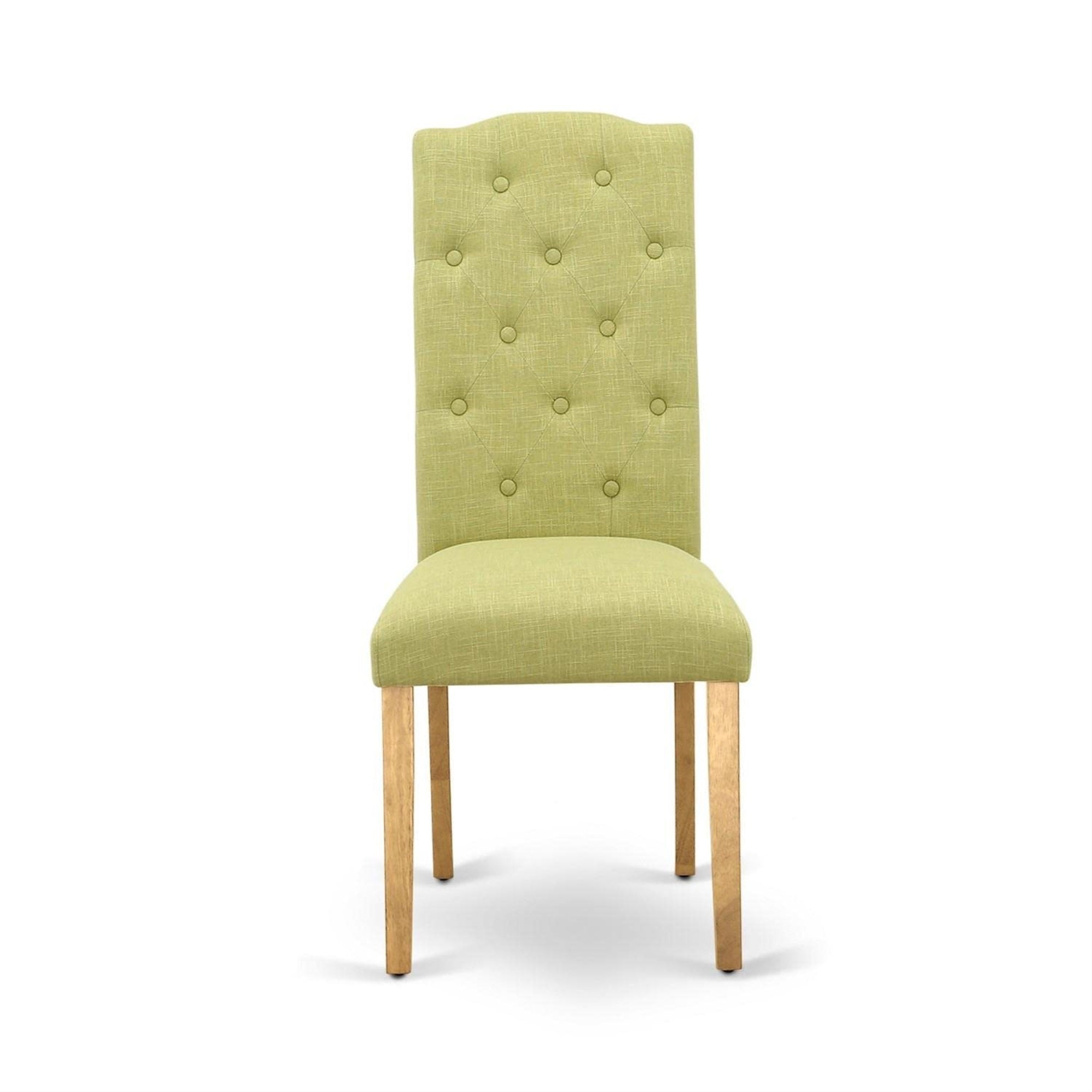 Casafoyer Cep4T07 Celina Parson Dining Room Chairs - Button Tufted Limelight Linen Fabric Upholstered Chairs, Set Of 2, Oak