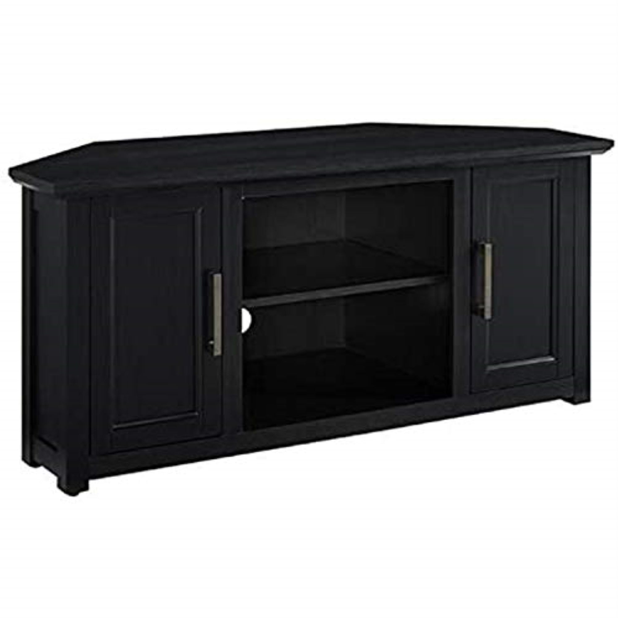 Ergode Cf101248-Bk Camden 48' Corner Tv Stand - Black, Rustic Wood-Grain Look, Ample Storage, Cable Management