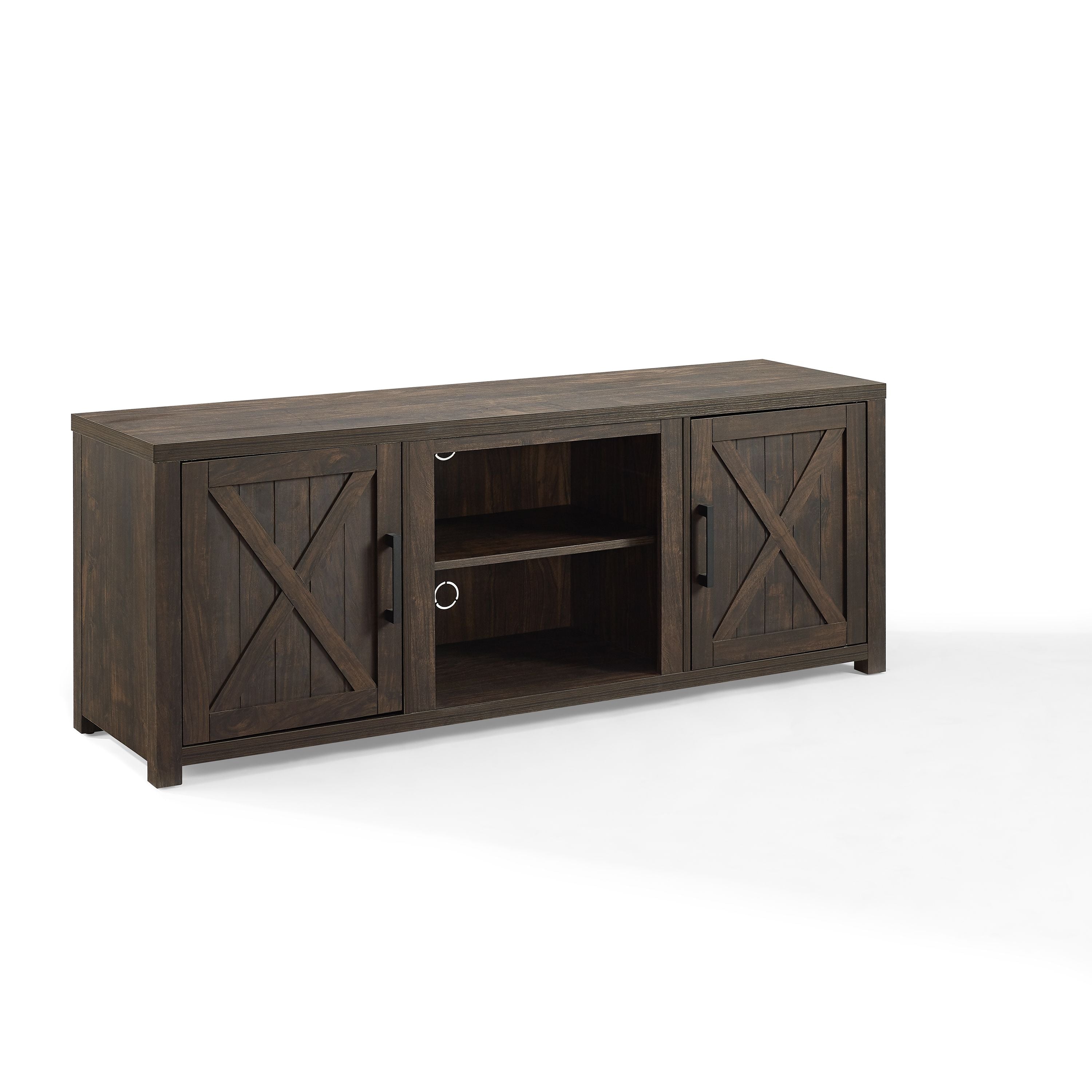 Gordon 58' Low-Profile Tv Stand - Contemporary Farmhouse Style With Adjustable Shelving - Fits Tvs Up To 65 Inches