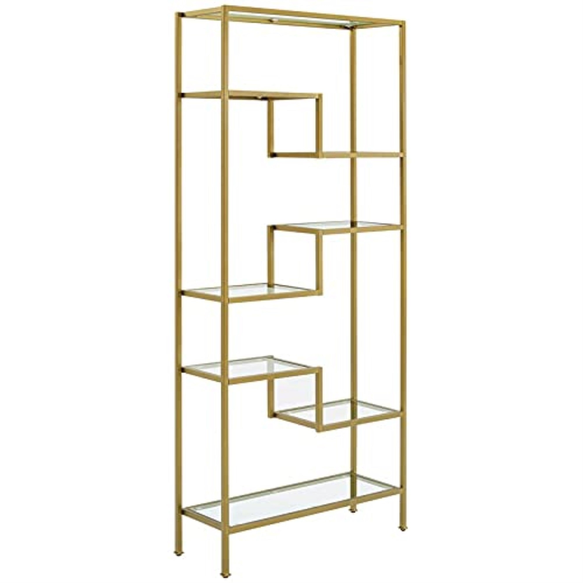 Ergode Cf1113-Gl Sloane Etagere - Contemporary Steel Frame, Tempered Glass Shelves - Ideal Bookcase Or Display Space - Art Deco Style