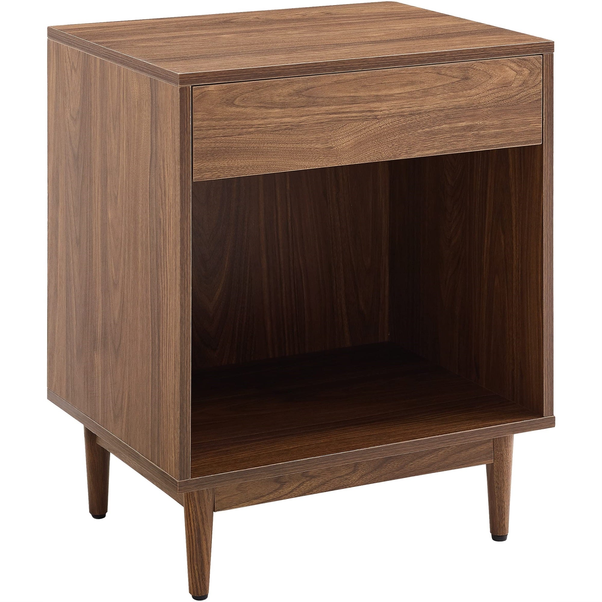 Casafoyer Furniture Liam End Table And Record Player Stand With Storage For Vinyl Records, Walnut