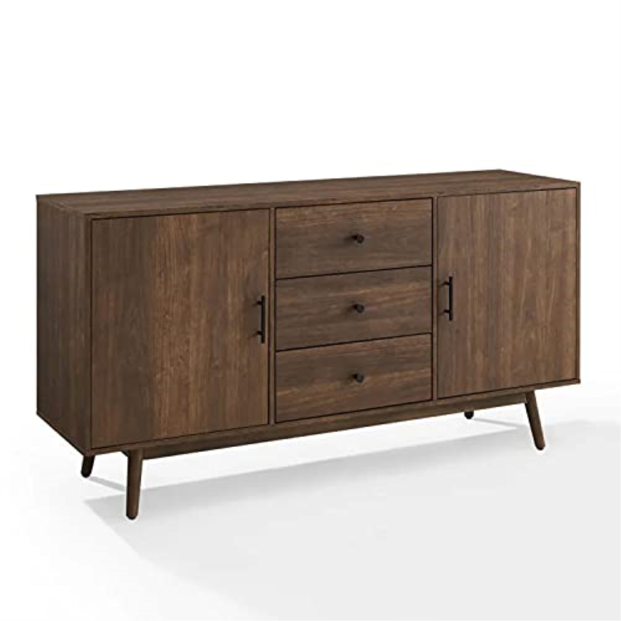 Ergode Lucas Sideboard Cf1119-Br | Mid-Century Modern Design | Brown | Ample Storage | Adjustable Shelves | 3 Deep Drawers | Versatile & Elegant