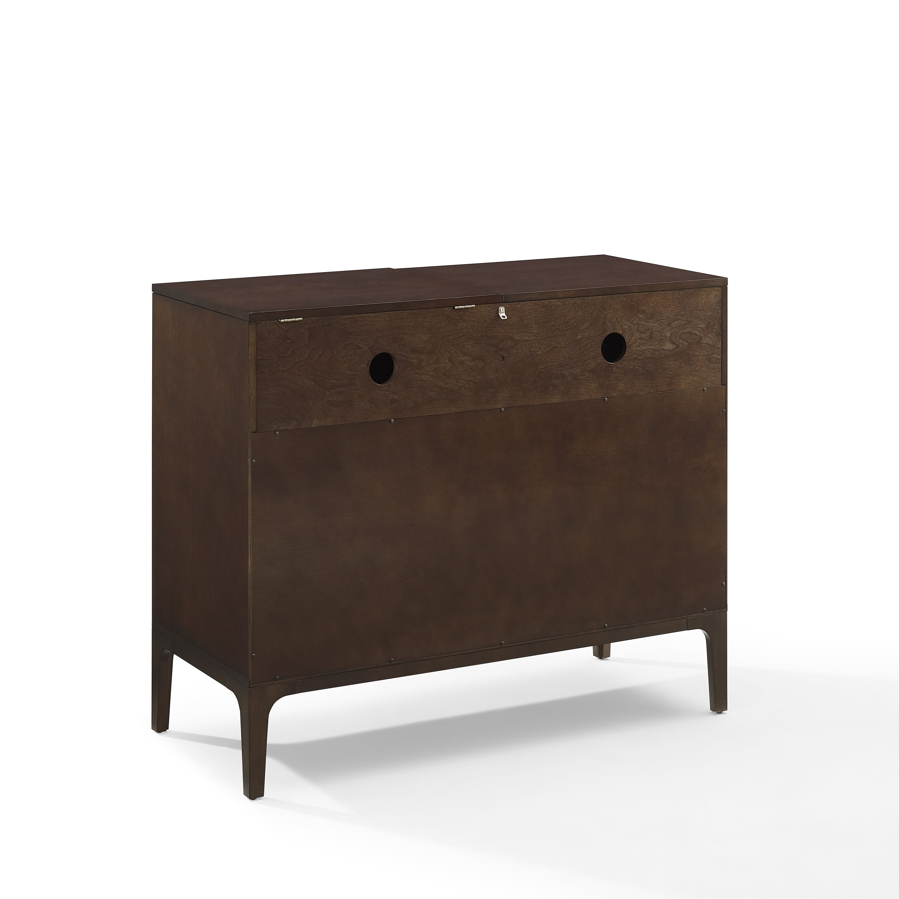 Cf1140-Br Asher Record Storage Media Console - Dark Brown | Sliding Doors | Adjustable Shelving | Vinyl Record Storage | Mid-Century Design