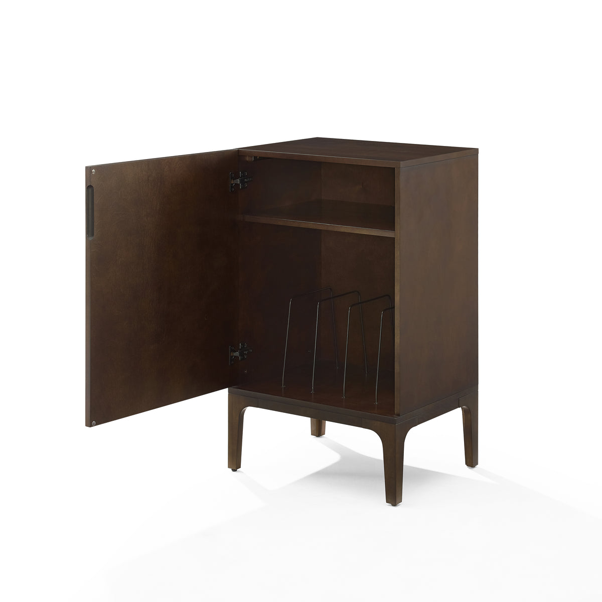 Cf1141-Br Asher Record Storage Stand - Dark Brown Finish | Sleek Profile | Fits Most Component Record Players | Wire Dividers | Mid-Century Modern Aesthetic