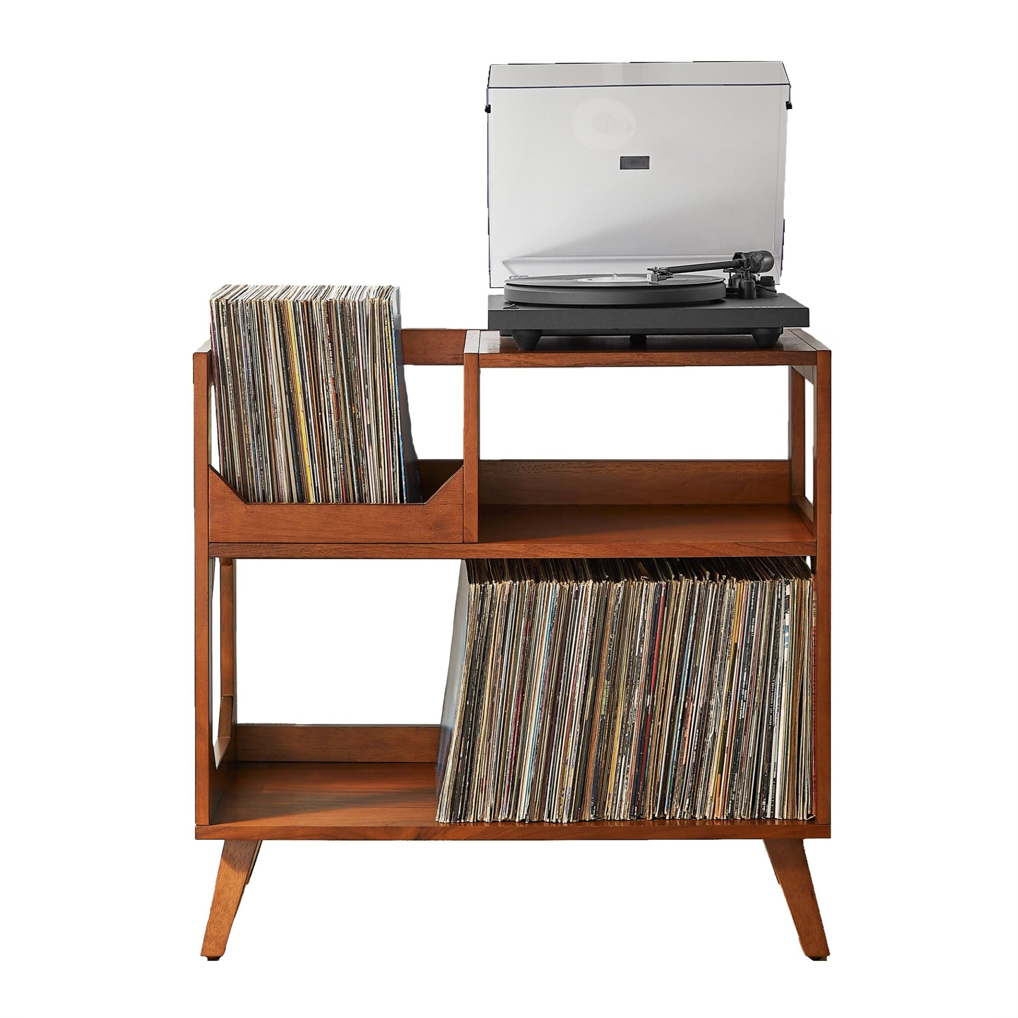 Asheville Medium Record Player Stand With Vinyl Storage Walnut