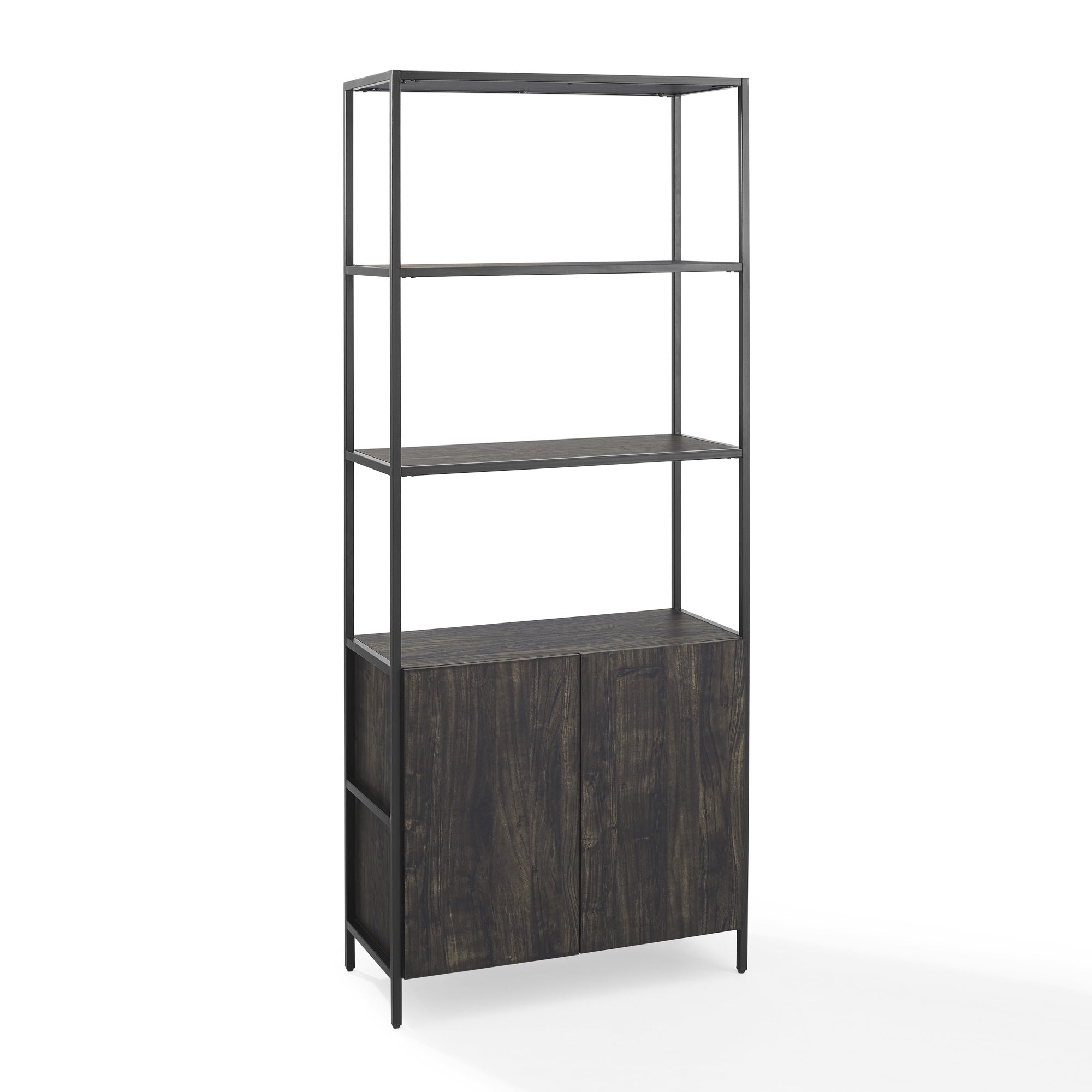 Jacobsen Large Etagere - Industrial Rustic Wood And Steel Storage Cabinet With Generous Shelves. Perfect For Home Organization.