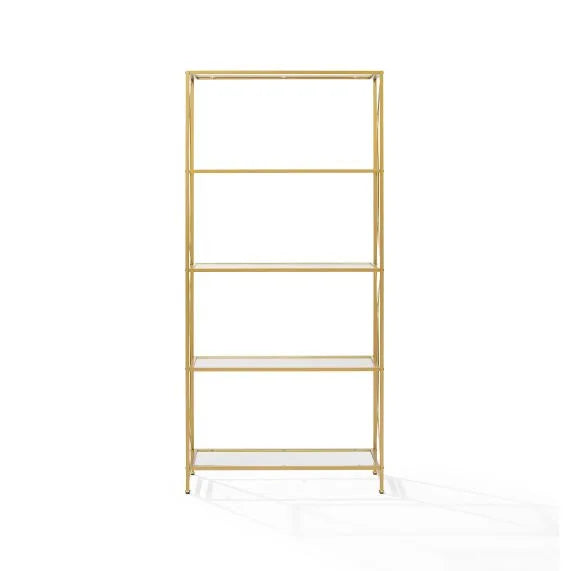 Cf1410-Gl Helena Etagere - Gold Finish | Steel Frame | Curved Accents | Tempered Glass Shelves | Stylish & Durable | Ample Storage