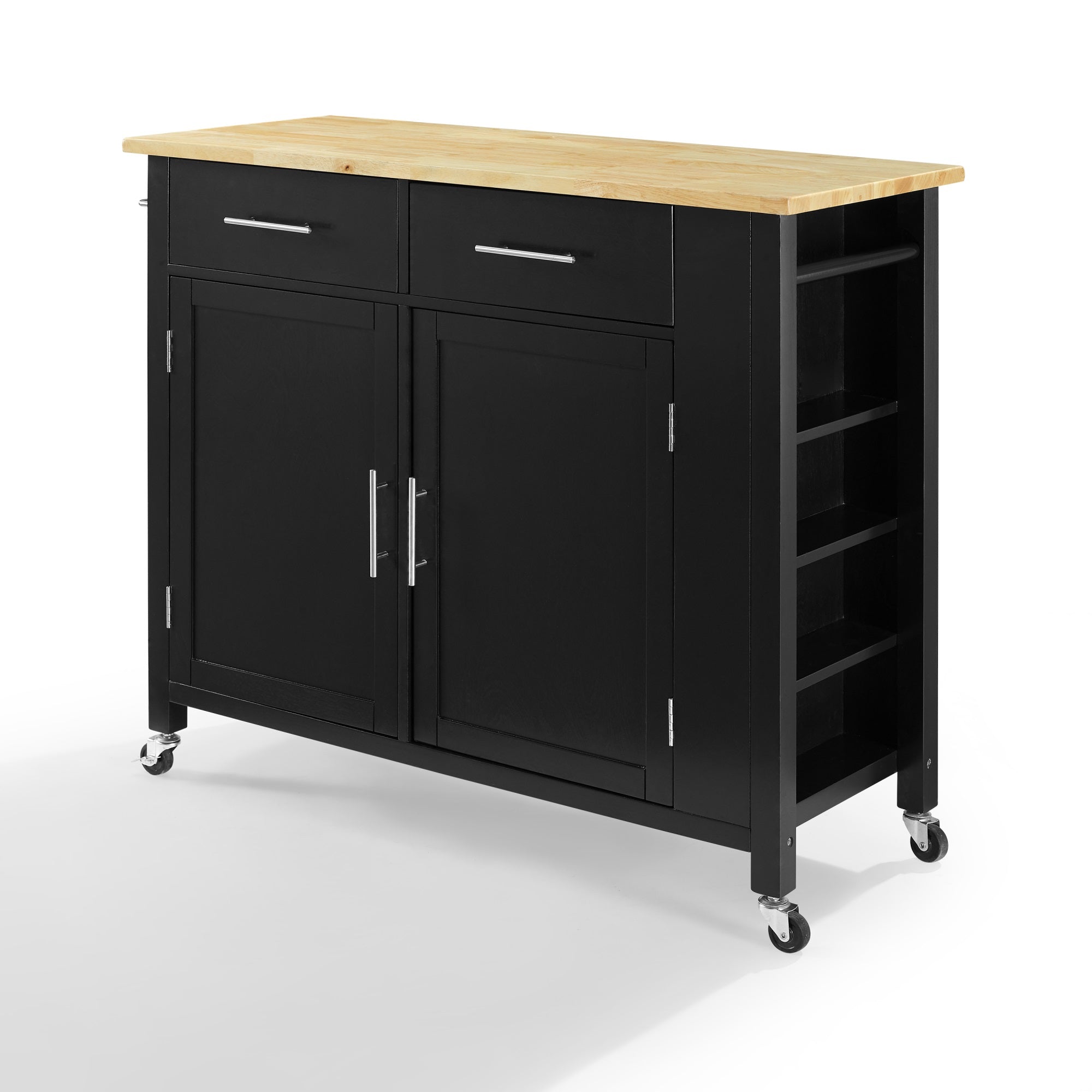 Savannah Wood Top Full-Size Kitchen Island/Cart - Black