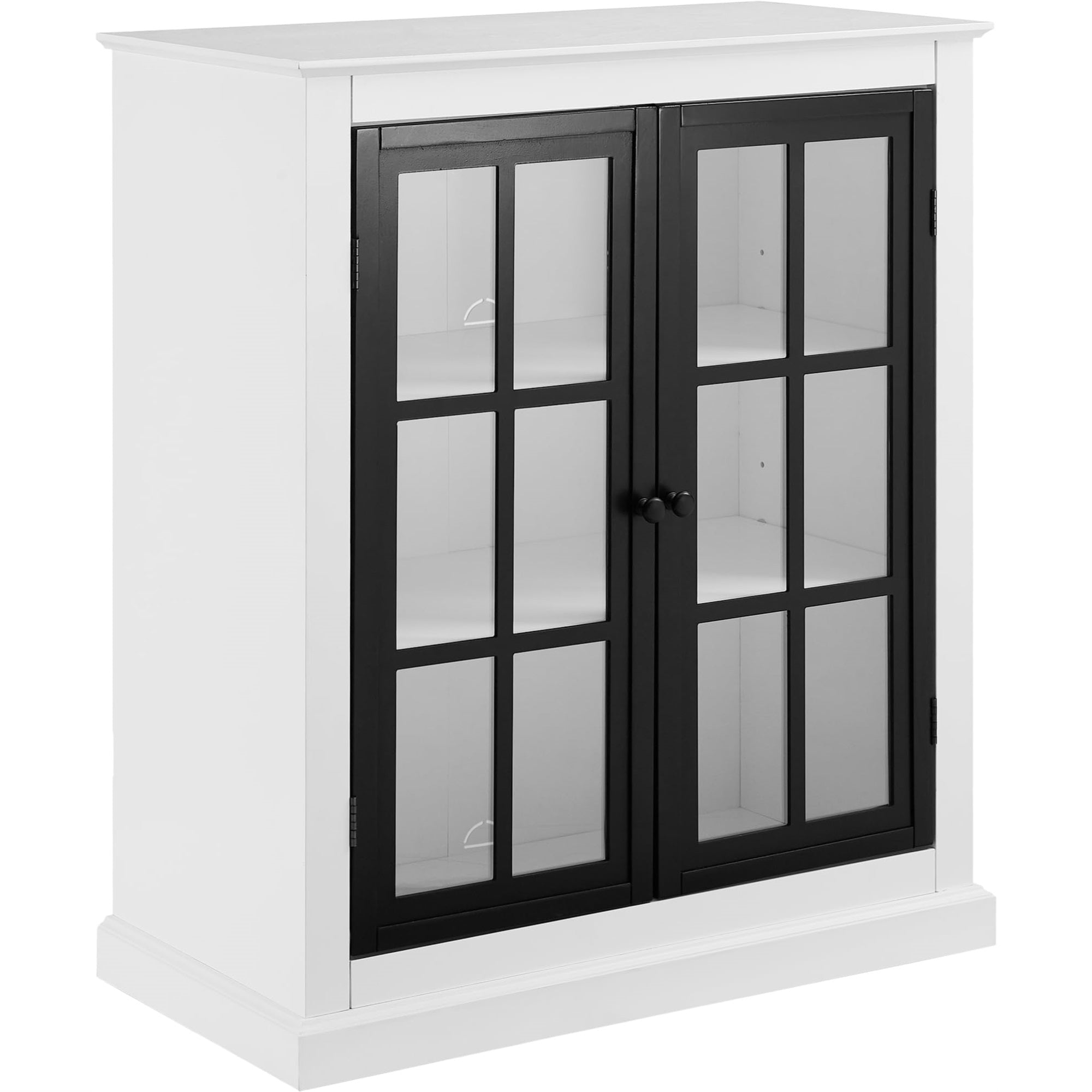 Casafoyer Furniture Cecily Stackable Pantry Storage Cabinet With Shelves, Kitchen, Dining, Or Laundry Room, White/Matte Black