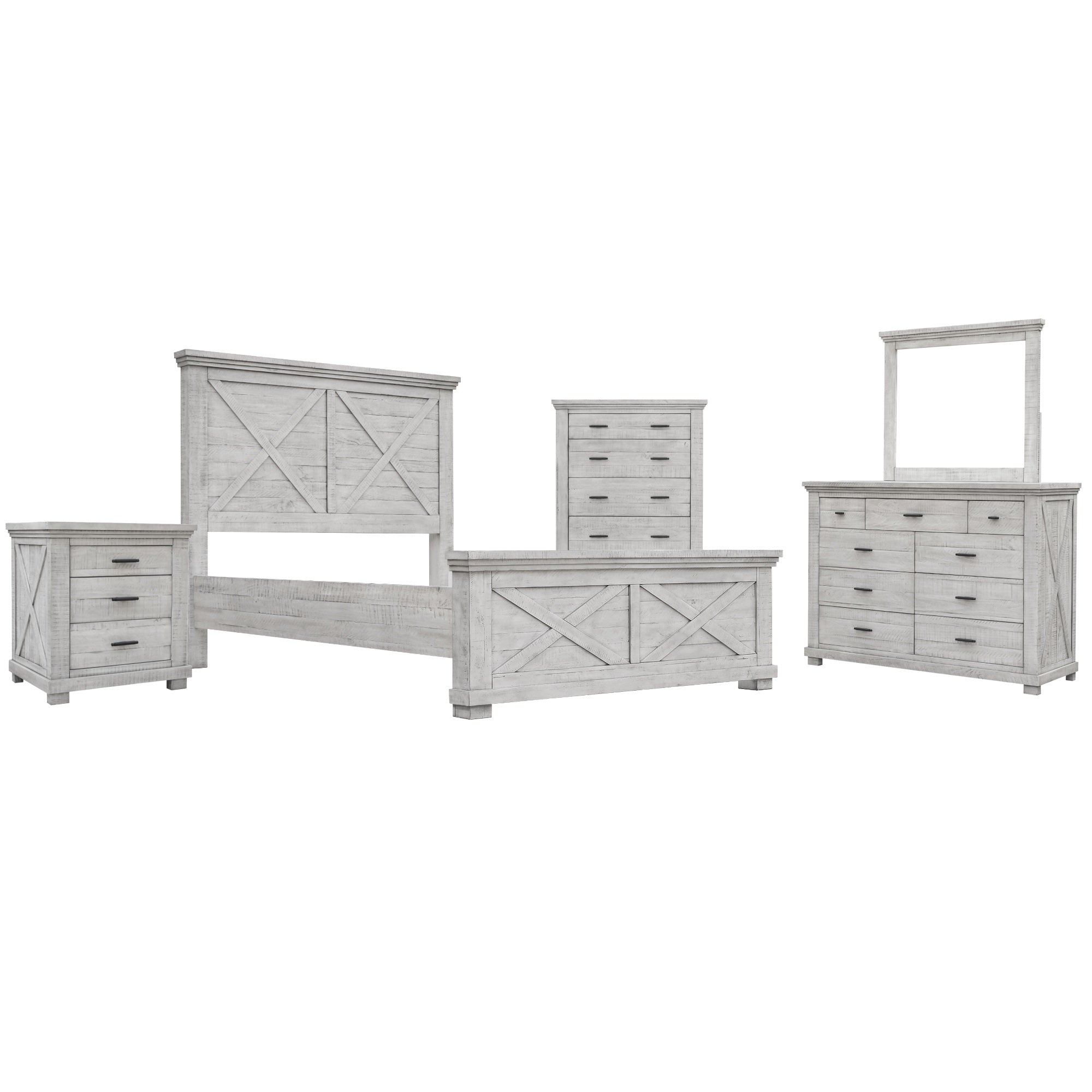 Sunset Trading Crossing Barn Queen 5 Piece Bedroom Set | Wood Panel Bed