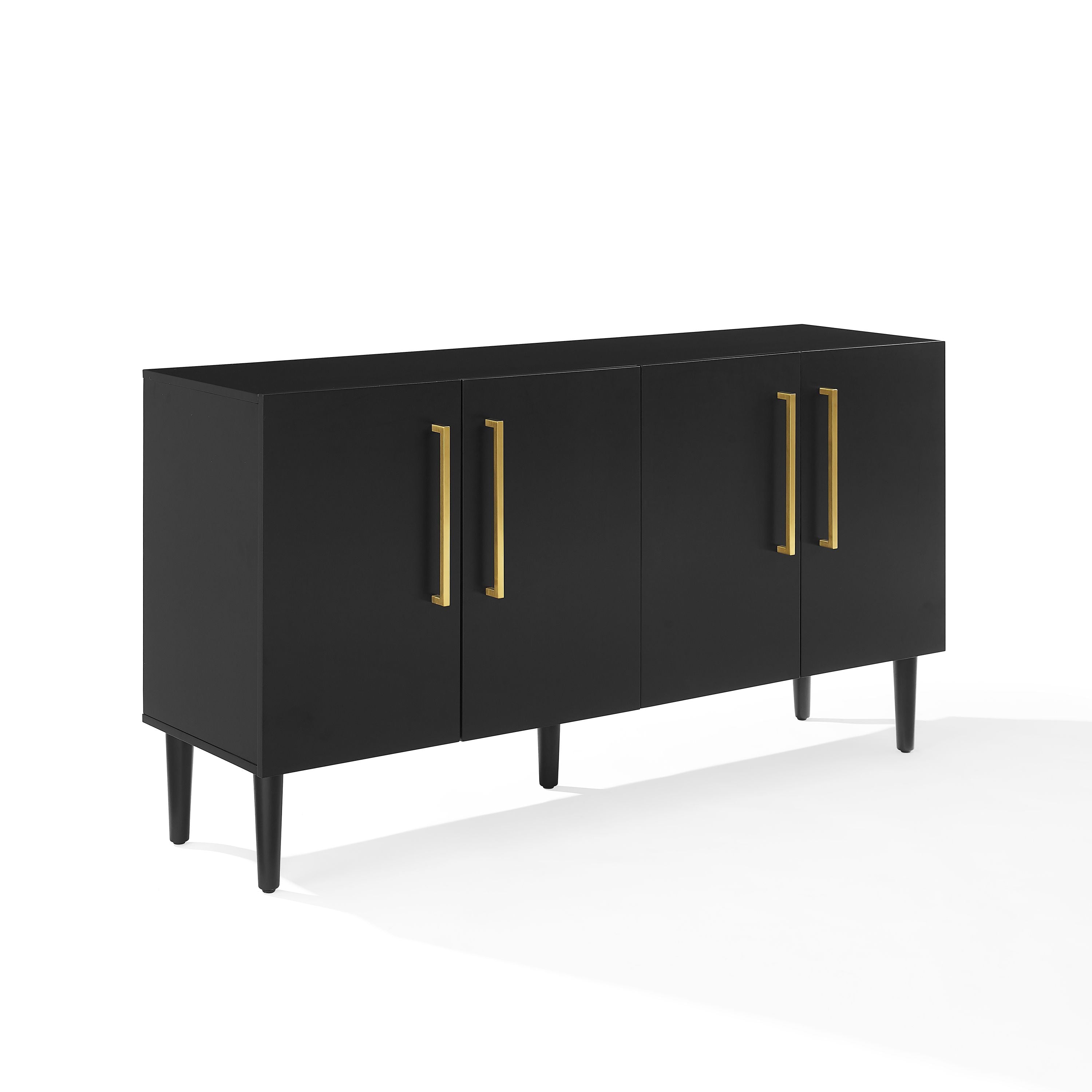 Everett Sideboard - Elegant Mid-Century Storage For Dining Room Or Kitchen - Adjustable Shelves - Sleek Tapered Legs - Timeless Bar Hardware